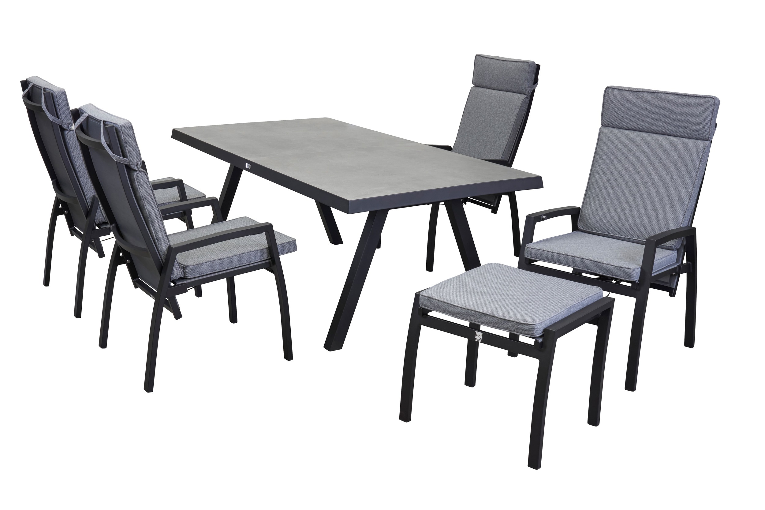 LC Garden »Sondrino« Dining Set IV 5tlg. Sitzgruppe Textilen Gartenset schwarz