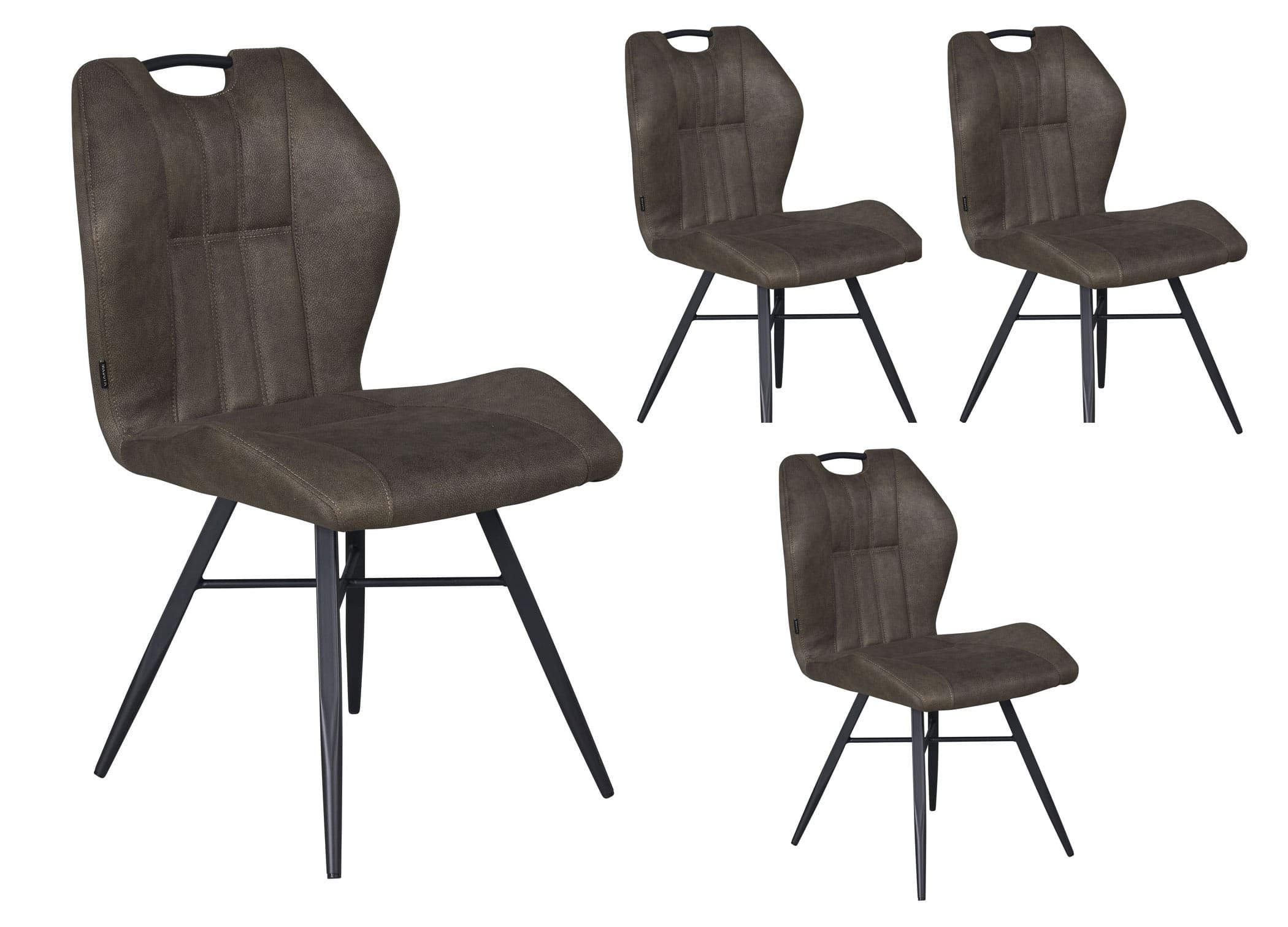 LC Home 4er Set Esszimmerstuhl »Scala Luxor« Microfaser Polsterstuhl  Industrial Design anthrazit