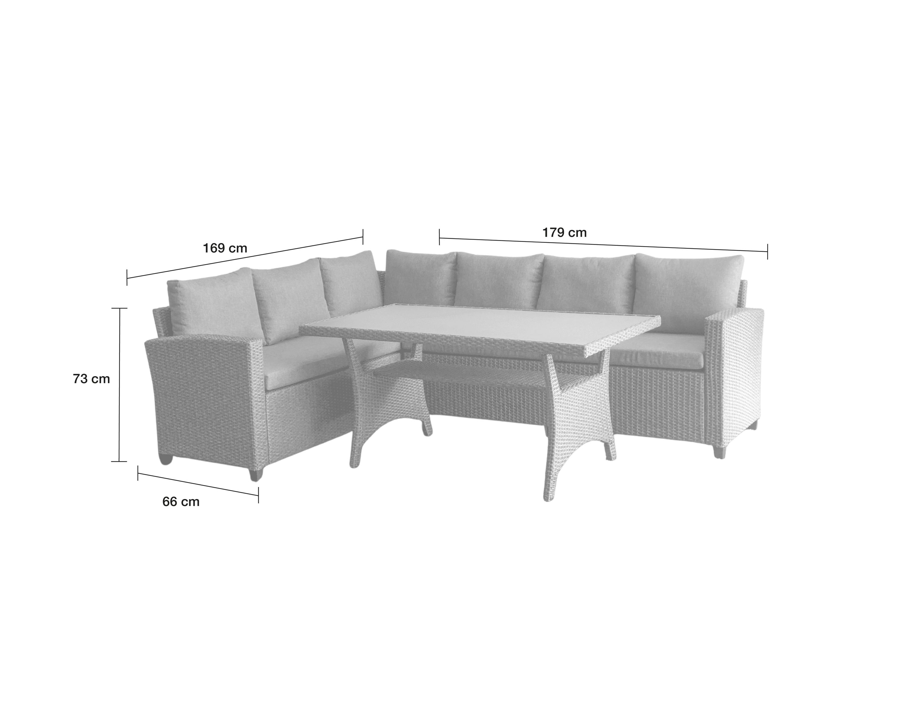 LC Garden »Rimino« Speiselounge Set grau-mix Sitzgruppe 3-tlg. Loungeecke Sitzgarnitur