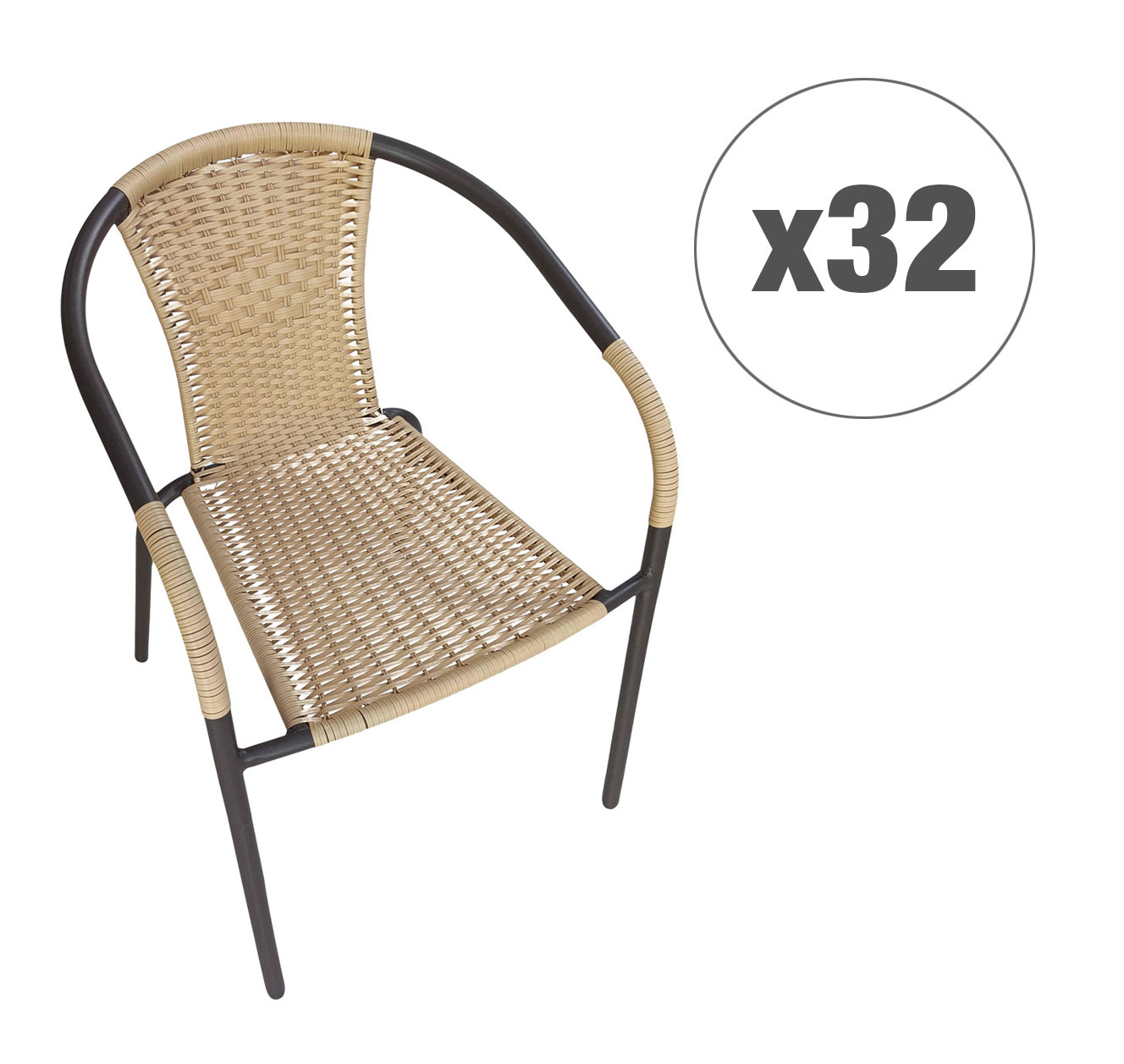 LC Garden 32er Set »Garvista« Gartenstuhl braun/gelb Metall/PE-Rattan Stapelstuhl Bistrostuhl  
