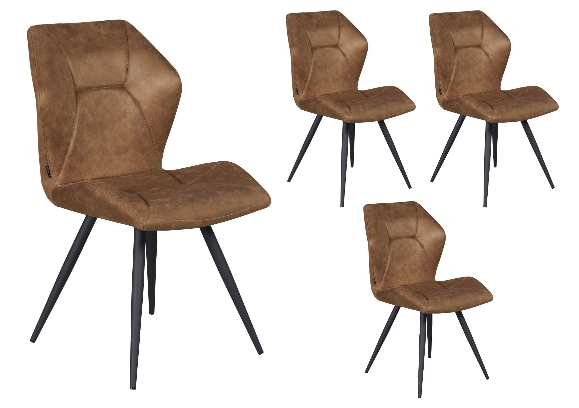 LC Home 4er Set Esszimmerstuhl »Miracle« Microfaser Polsterstuhl  Industrial Design cognac