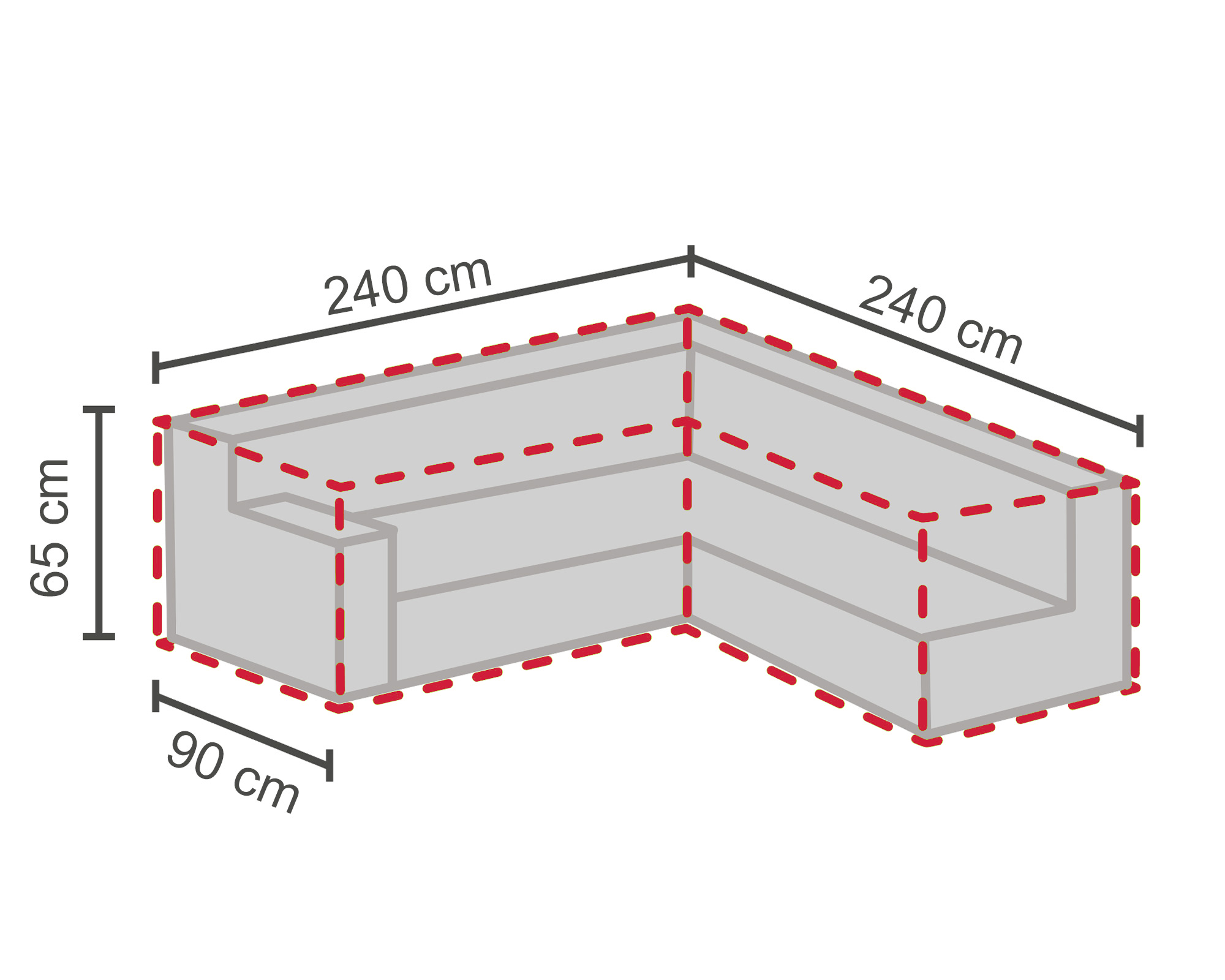 LC Garden Schutzhülle für Ecklounges M grau 240/90x240/90x65cm