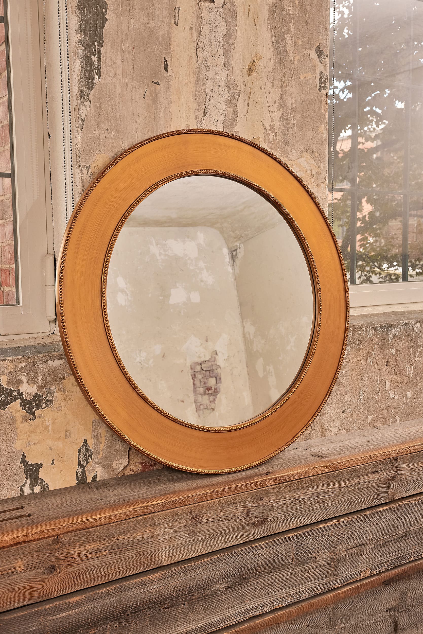 LC Home Wandspiegel Spiegel »Antik« gold ca. Ø90 cm rund XL Flurspiegel