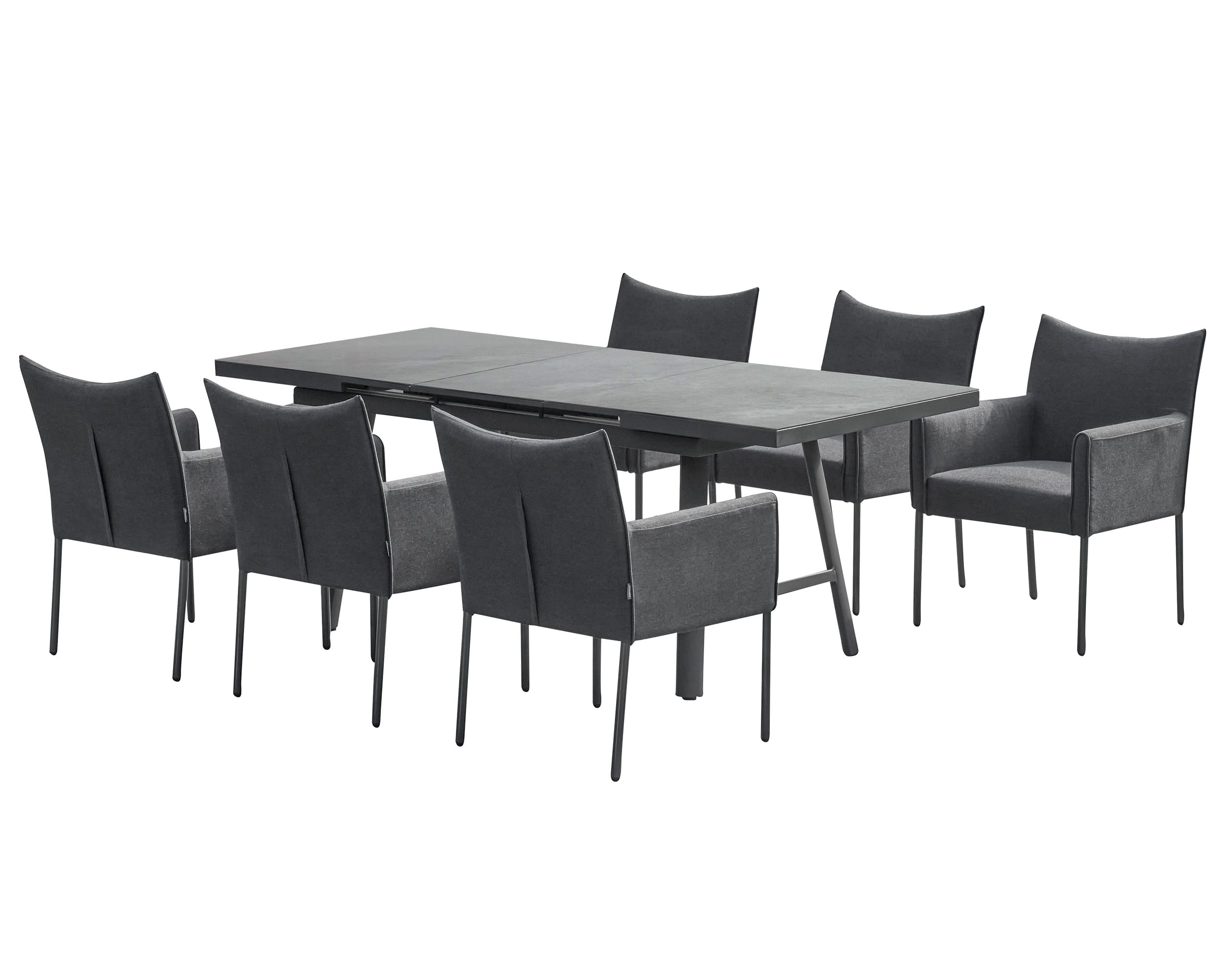 »Sunrino« Dining Set IX Gartenset mit Sunbrella® Stoff anthrazit Sitzgruppe