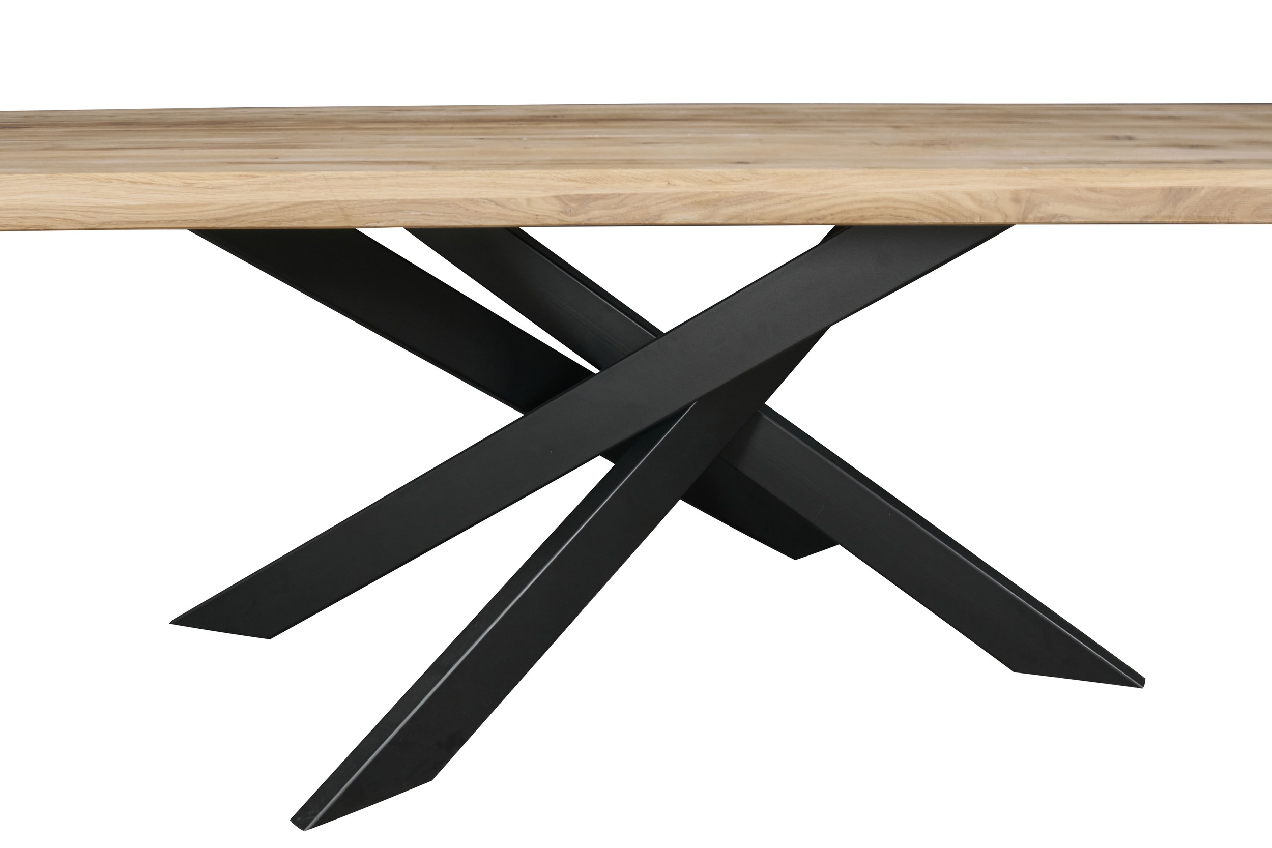 LC Home »Baltrum« Dining Set III Eiche natur Stern-Fuß Lederoptik Silber-Grau