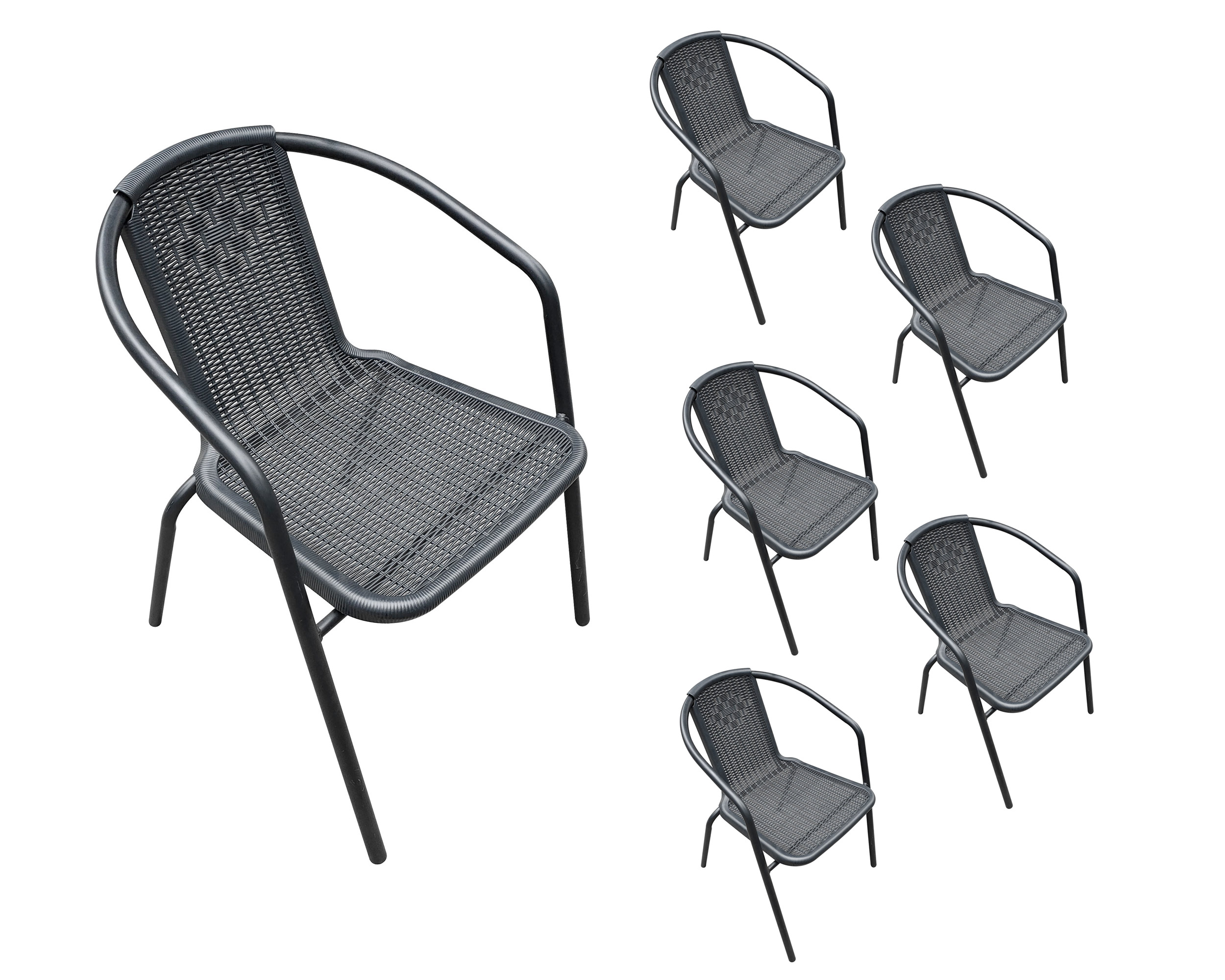 LC Garden »Garvista« 6er Set Stapelstuhl 56x62x72cm schwarz Gartenstuhl Terassenstuhl