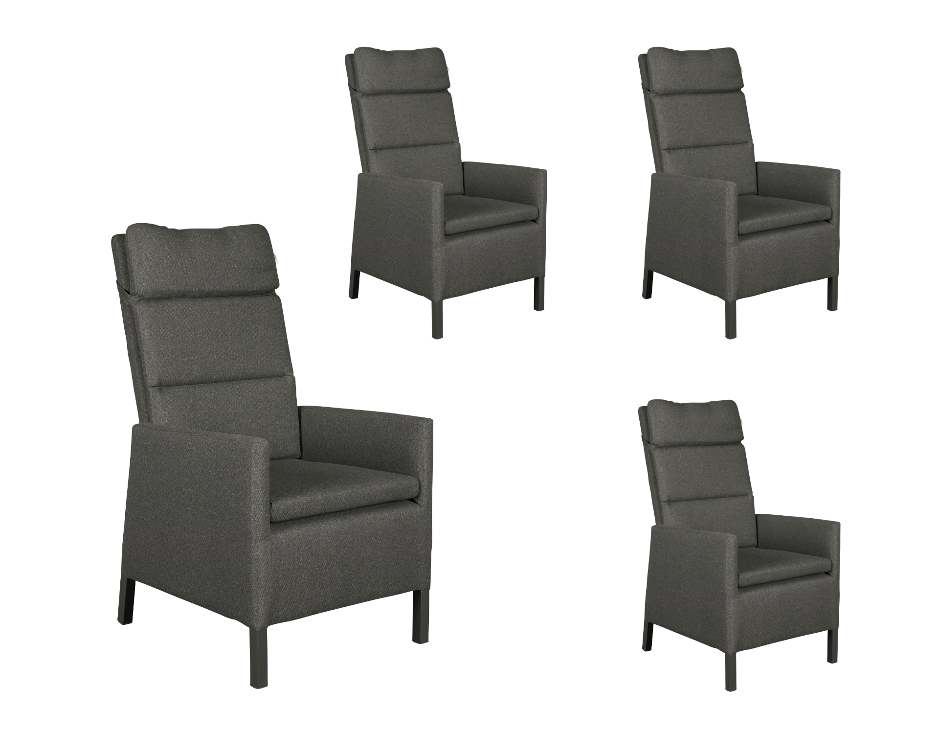 LC Garden 4er Set »Solverde« Positionsstuhl Anthrazit/Sooty Verstellsessel Gartenstuhl