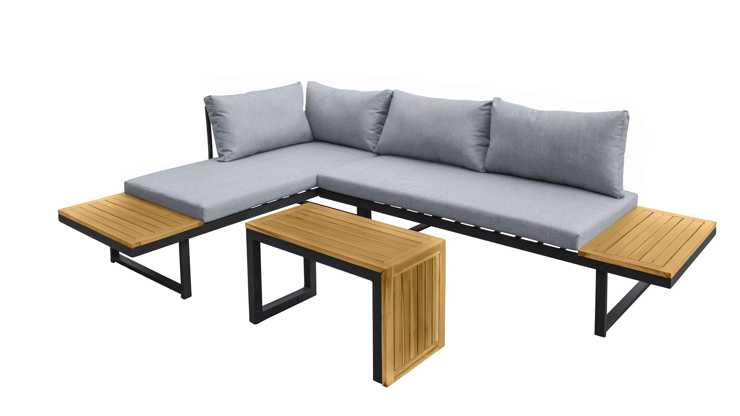 LC Garden »Sungardo« Gartenlounge Set 3tlg. Anthrazit aus Aluminium Akazie