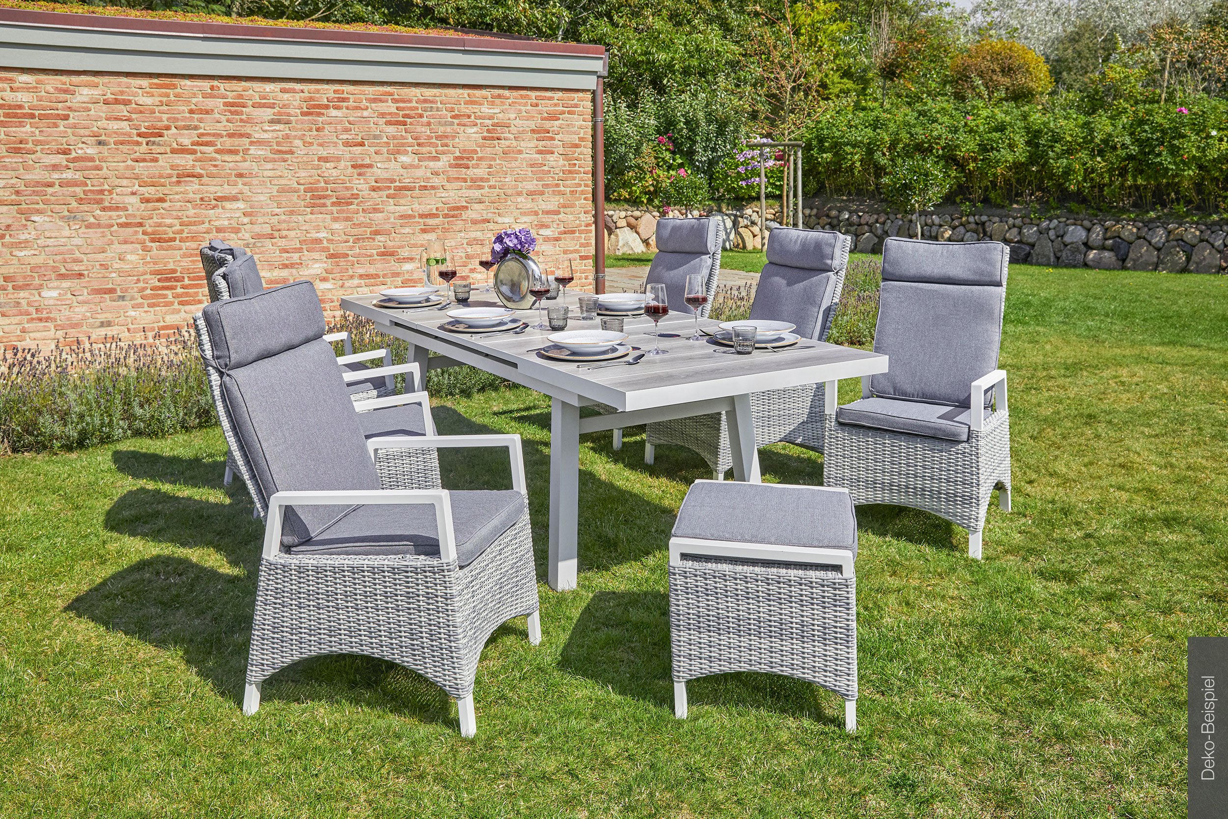 LC Garden »Keramo« Dining 2er Set Positionsstuhl Verstellsessel weiß