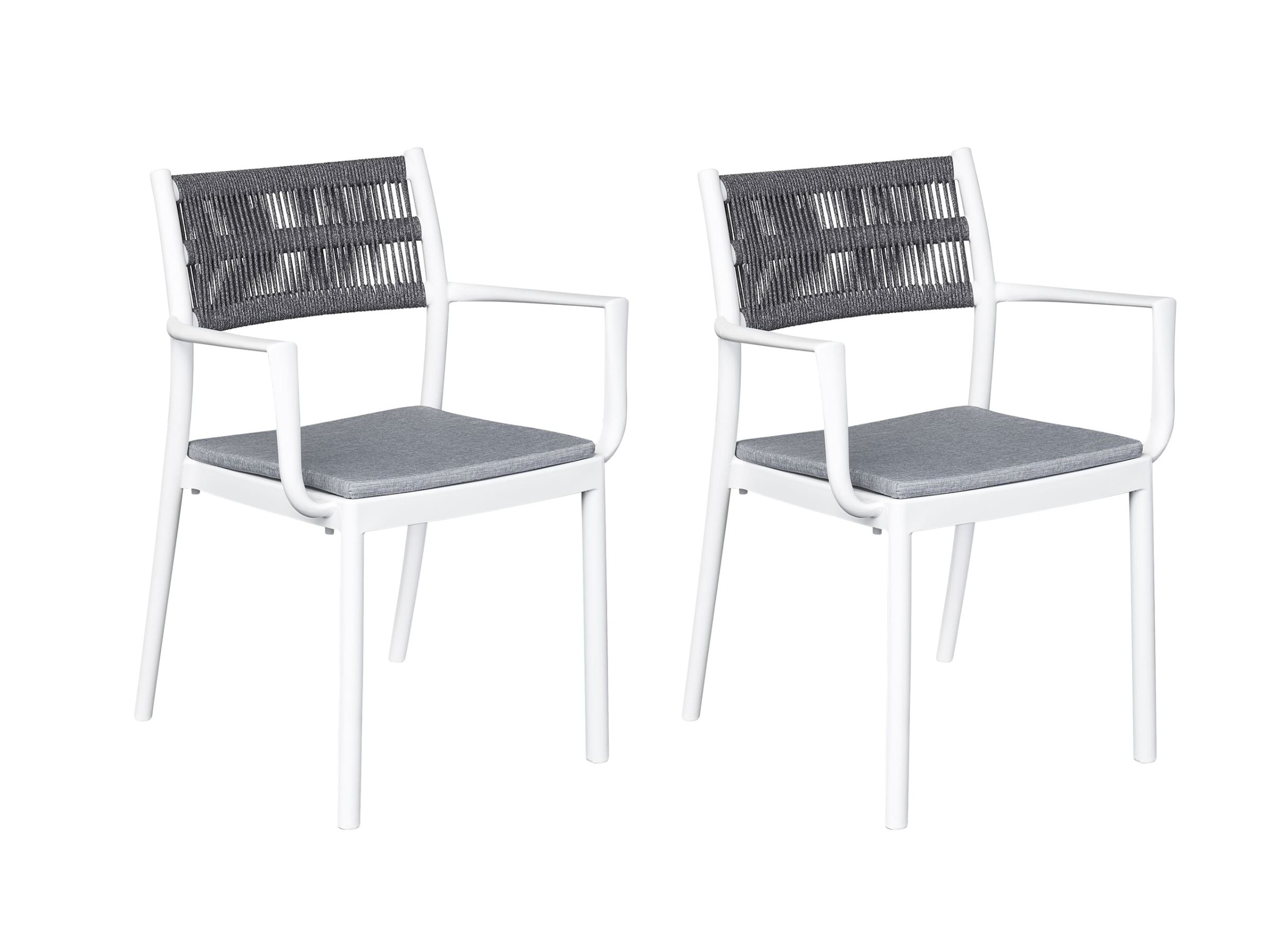 LC Garden Vona 2er Set Stapelstuhl 52,5x60x80cm weiß/anthrazit Gartenstuhl Bistrostuhl