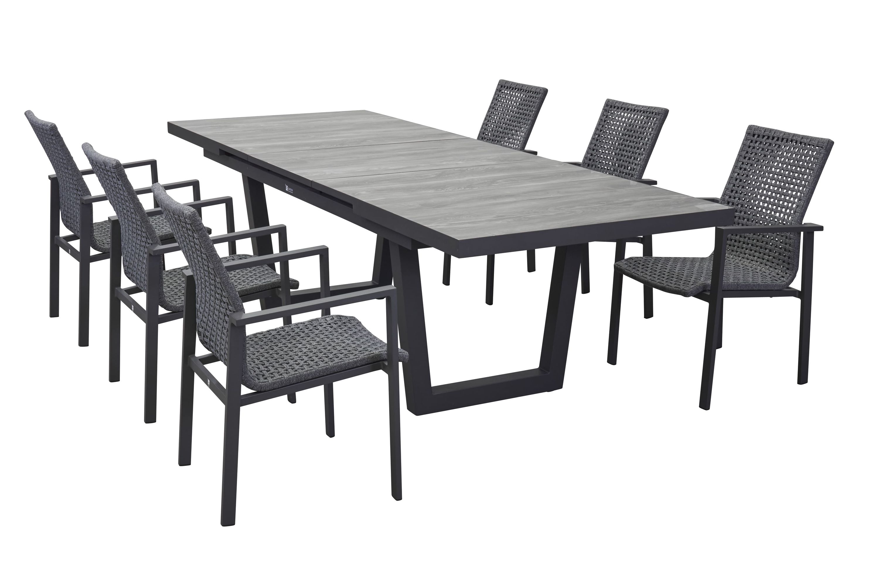 LC Garden »Unicamo Sunrope« Dining Set III Rope anthrazit 7tlg. Sitzgruppe Gartenset