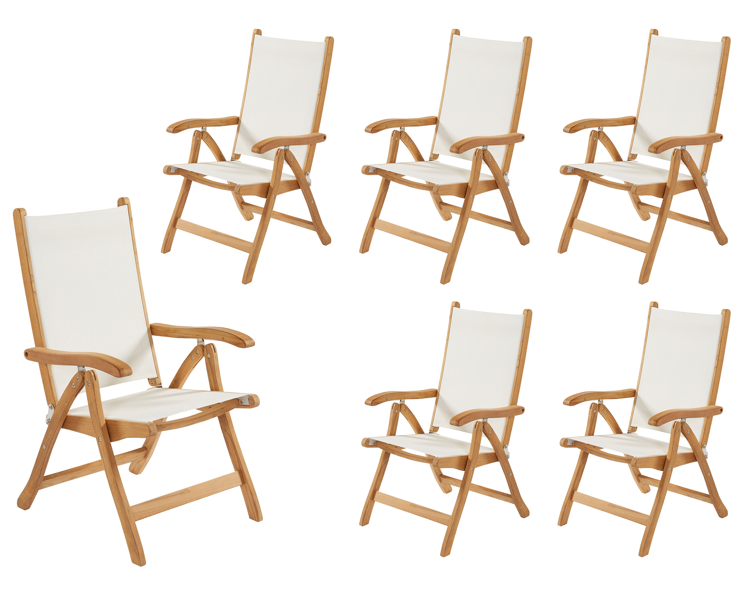 LC Garden »York« 6er Set Hochlehner Klappsessel weiß 60x65x105cm