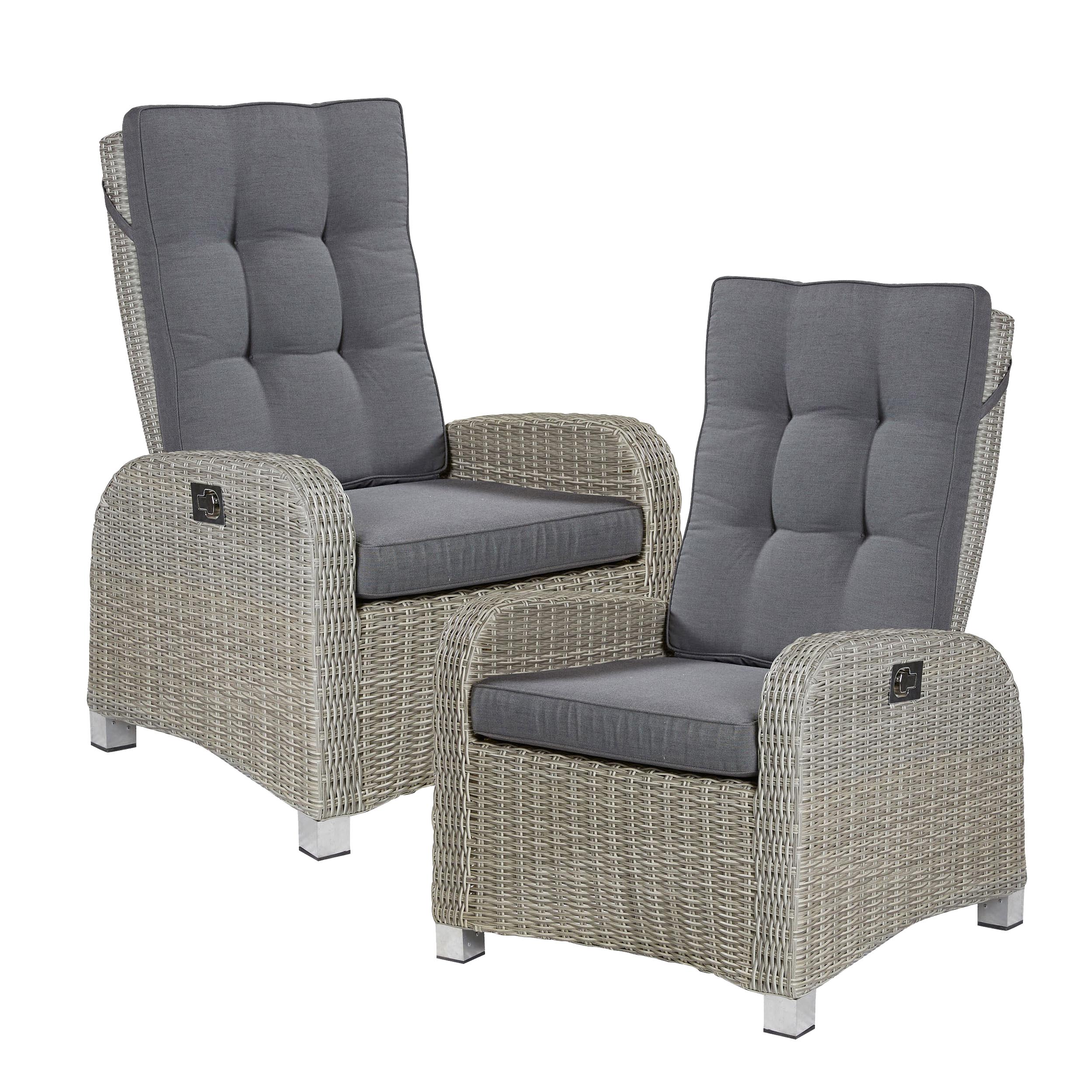 2x LC Garden »Bilbao« Living Gartensessel Verstellsessel grau-mix