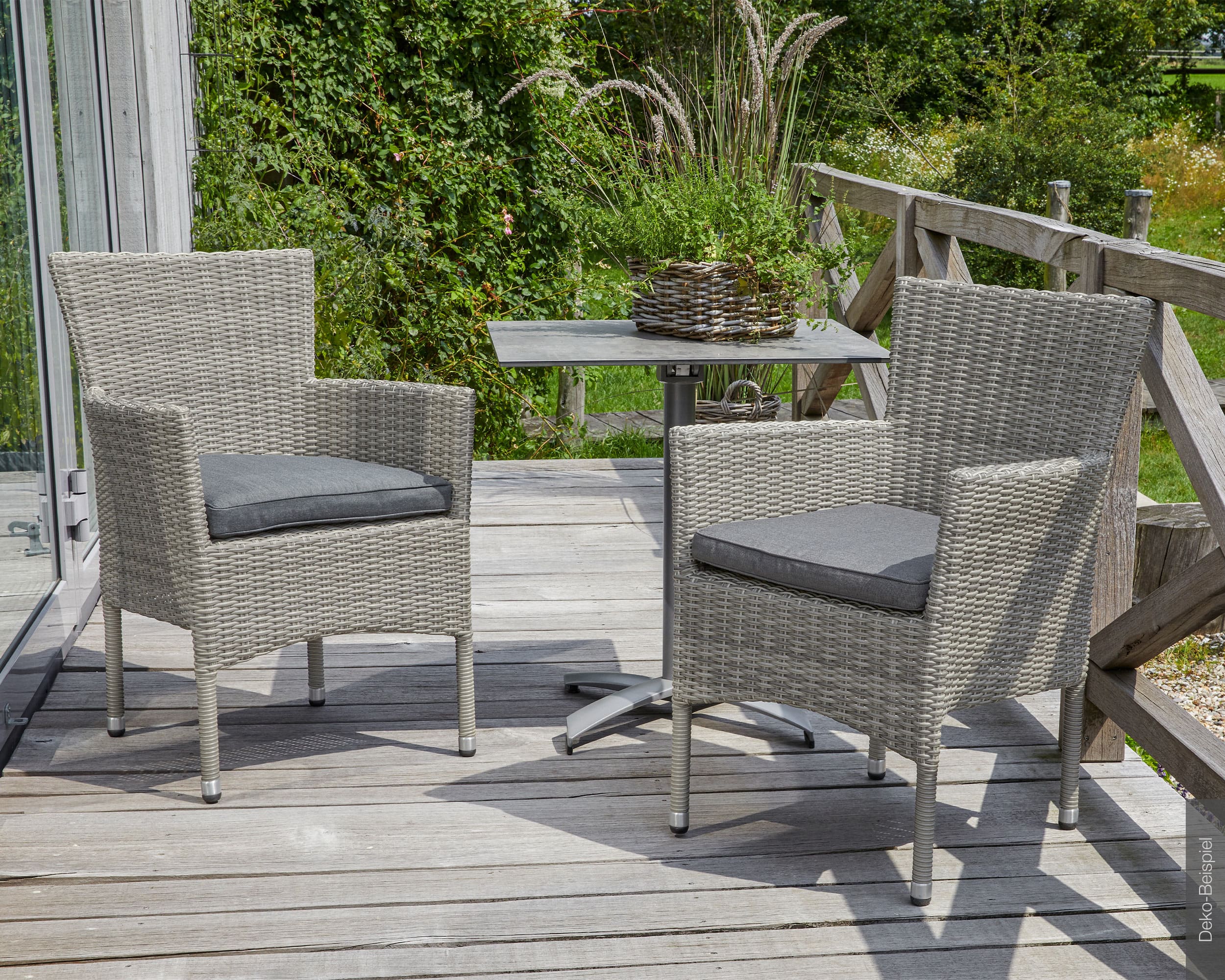 LC Garden »Bilbao«Dining 4er Set Armlehnstuhl Gartensessel grau inkl. Sitzkissen