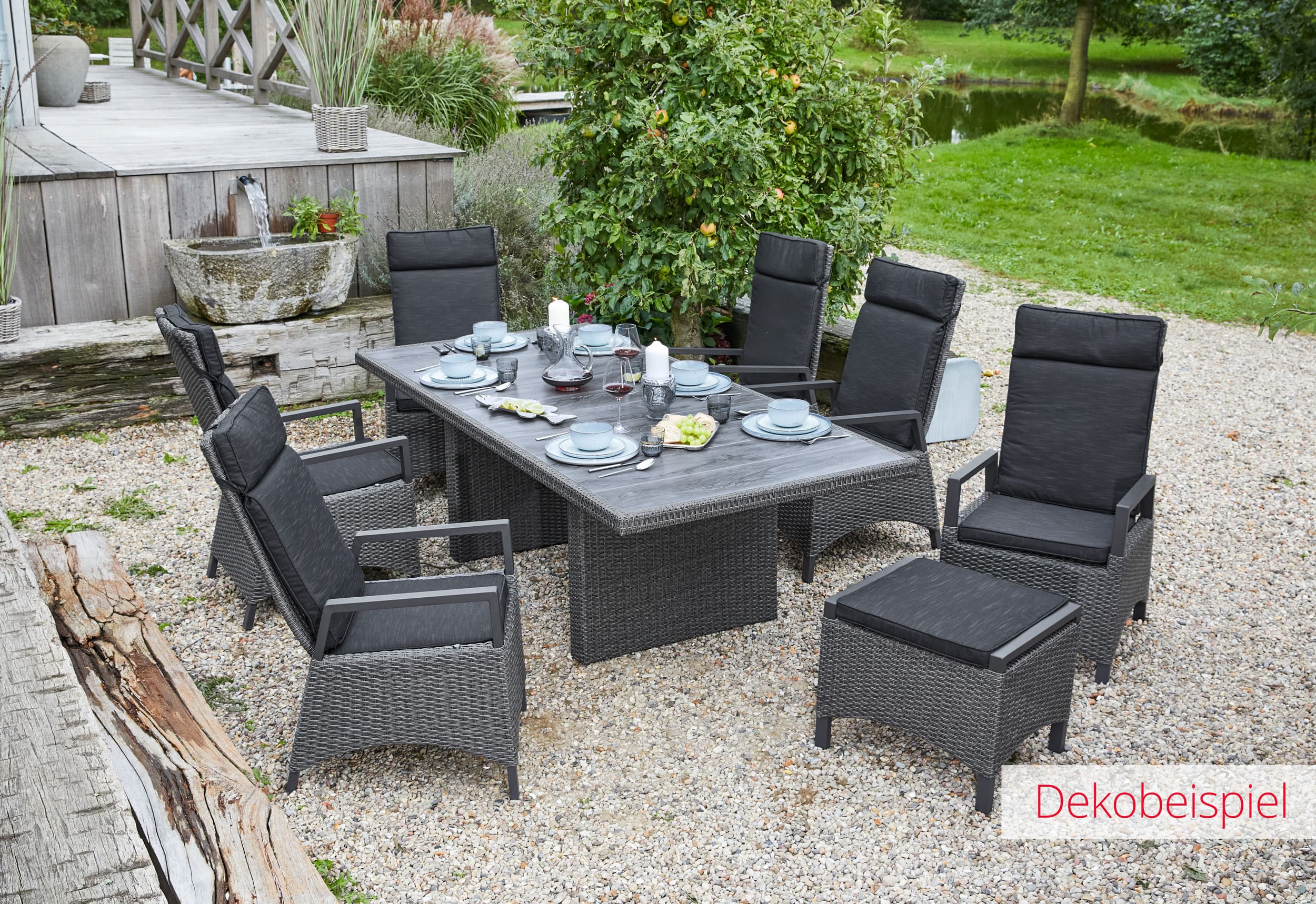 LC Garden »Keramo« Keramik Wangentisch in Anthrazit 212x100x75cm Gartentisch
