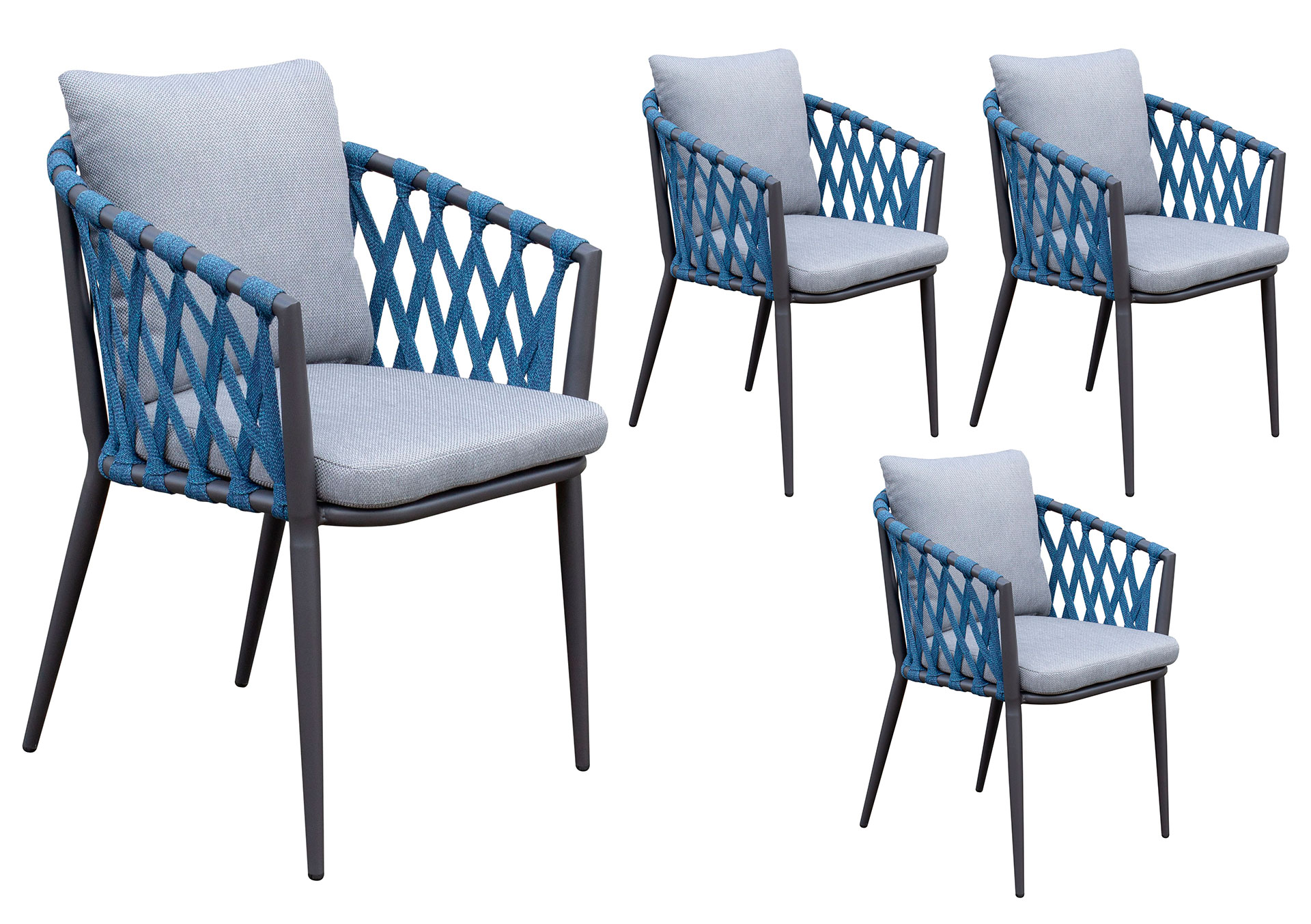 LC Garden »Sunrepo« 4er Set Gartenstühle Anthrazit / Rope Blau Stapelstühle Gartensessel LC Garden »Sunrepo« 4er Set Gartenstühle Anthrazit / Rope Blau Stapelstühle Gartensessel