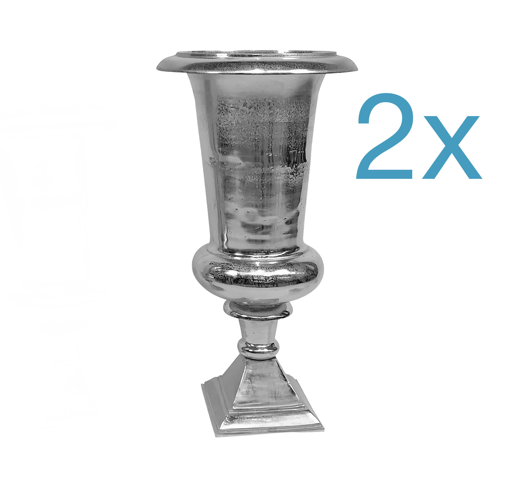 LC Home »Designer Vase 2er Set« Pokalform Raw Nickel 45x45x85cm