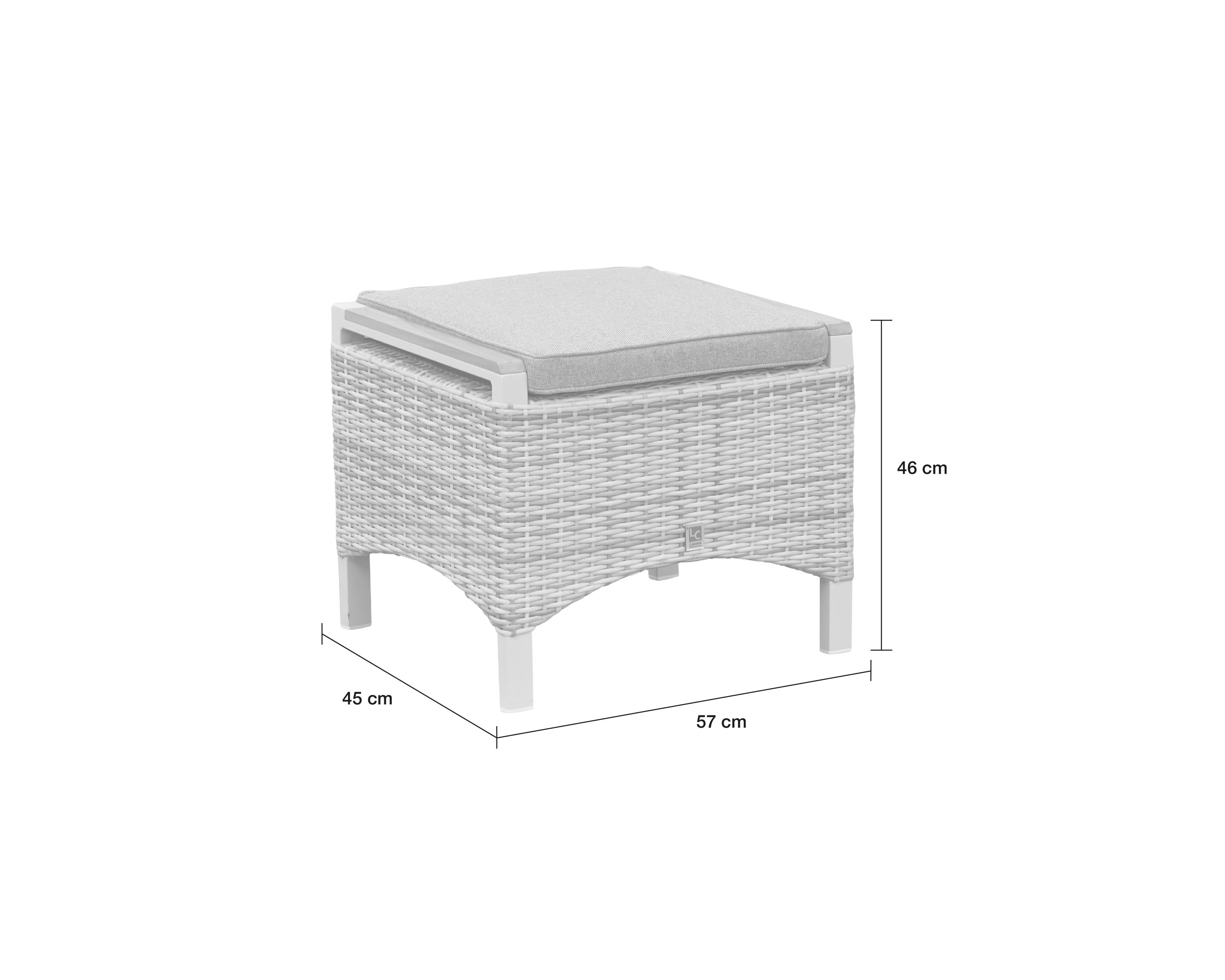 LC Garden »Keramo« Dining Hocker off-white/Teakholz Fußbank