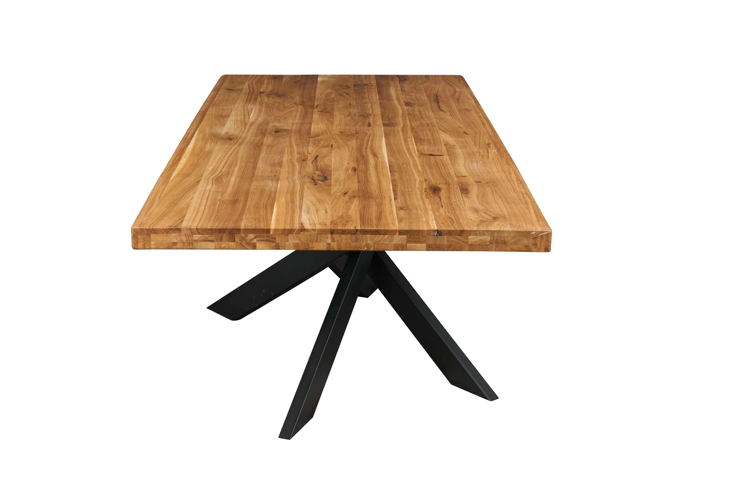 LC Home »Borkum« Dining Set I Eiche geölt Stern-Fuß Sitzgruppe Teddystoff Silber
