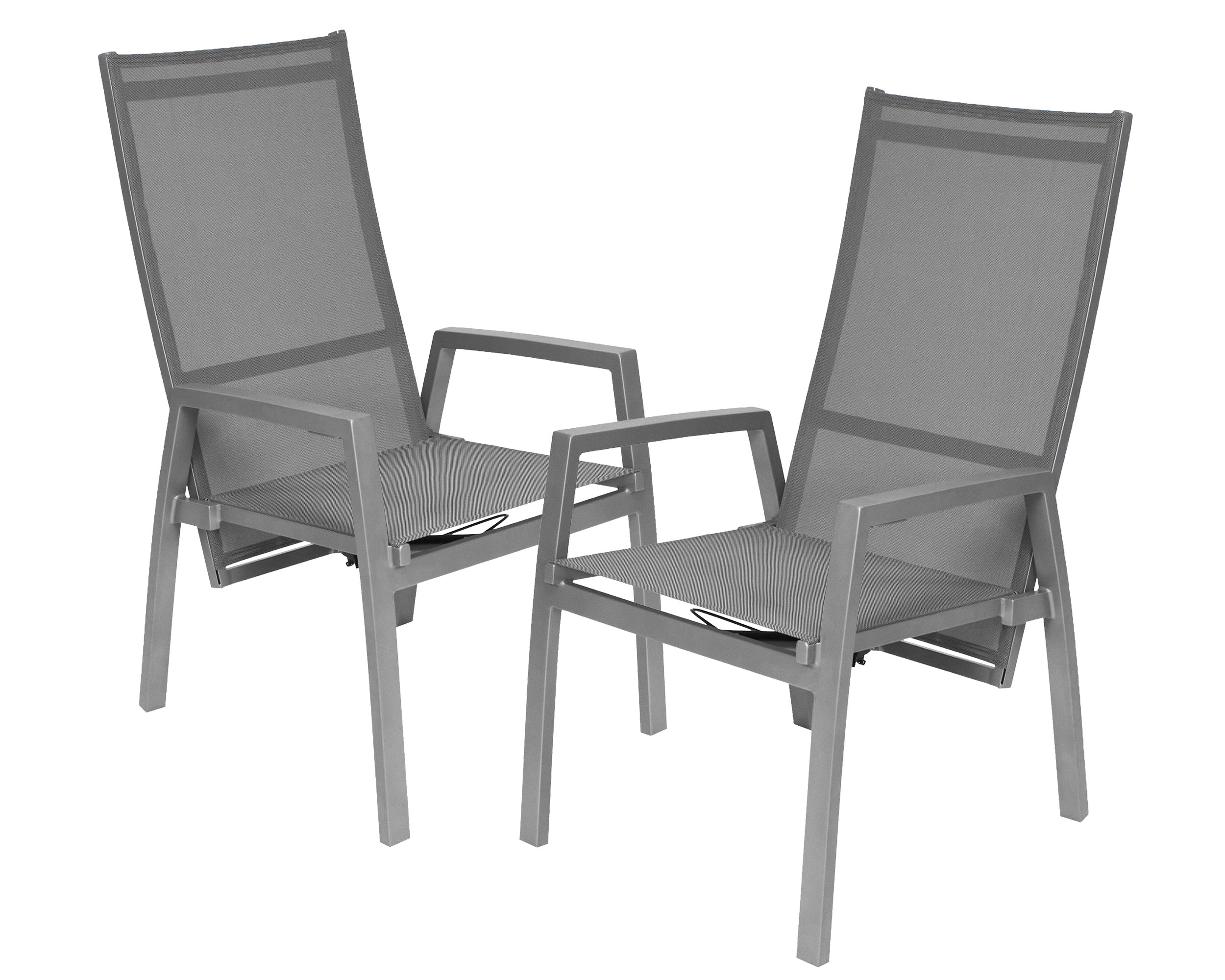 LC Garden »Bondino« Dining 2er Set Positionsstuhl Verstellsessel Textilien silber