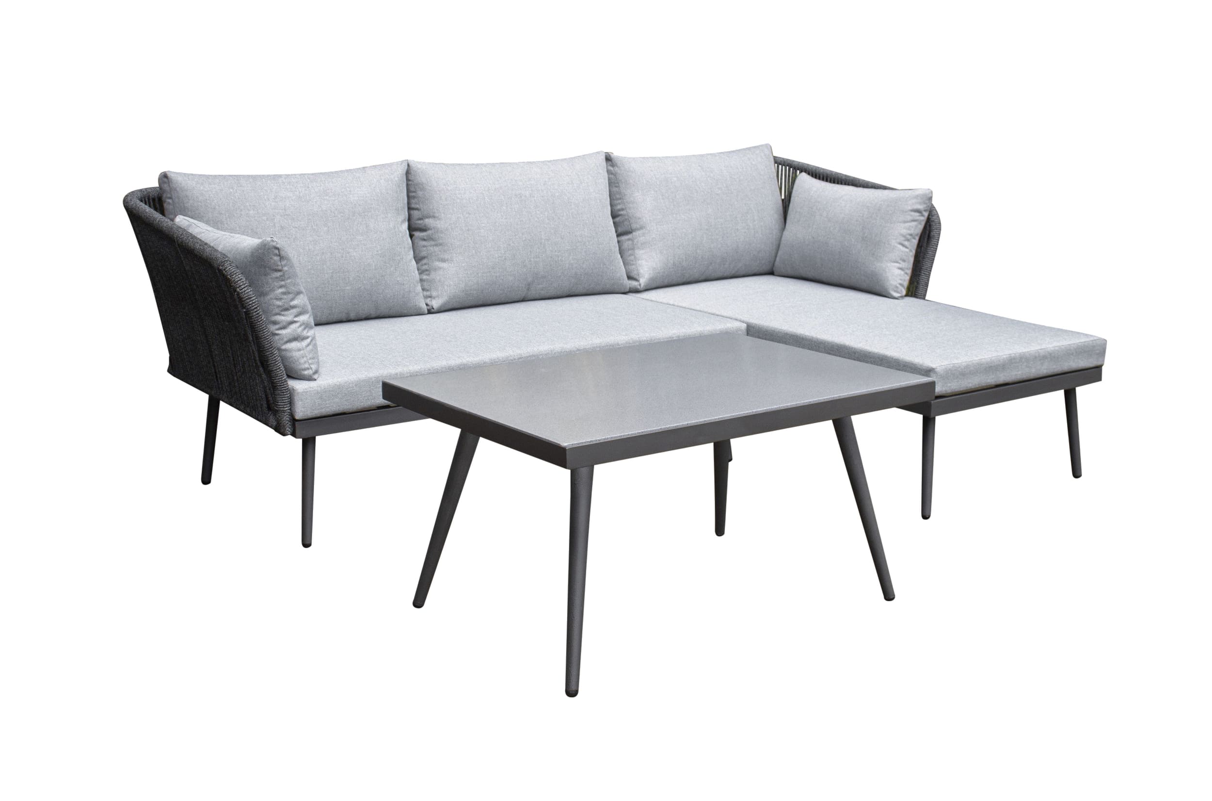 LC Garden »Sunera« Gartenlounge Set 3tlg. dunkelgrau Rope Loungeset Sitzgarnitur