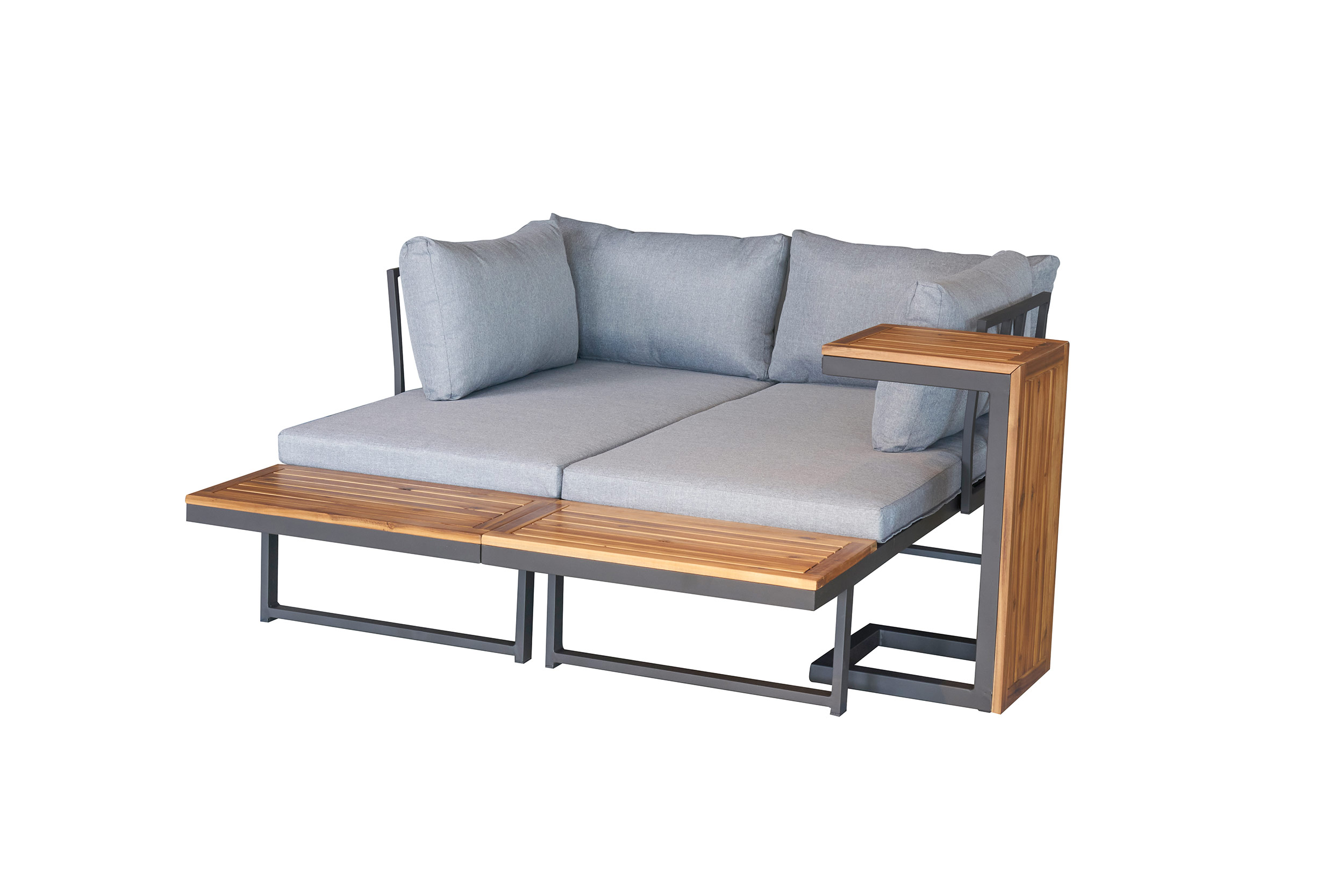 LC Garden »Sungardo« Gartenlounge Set 3tlg. Anthrazit aus Aluminium Akazie