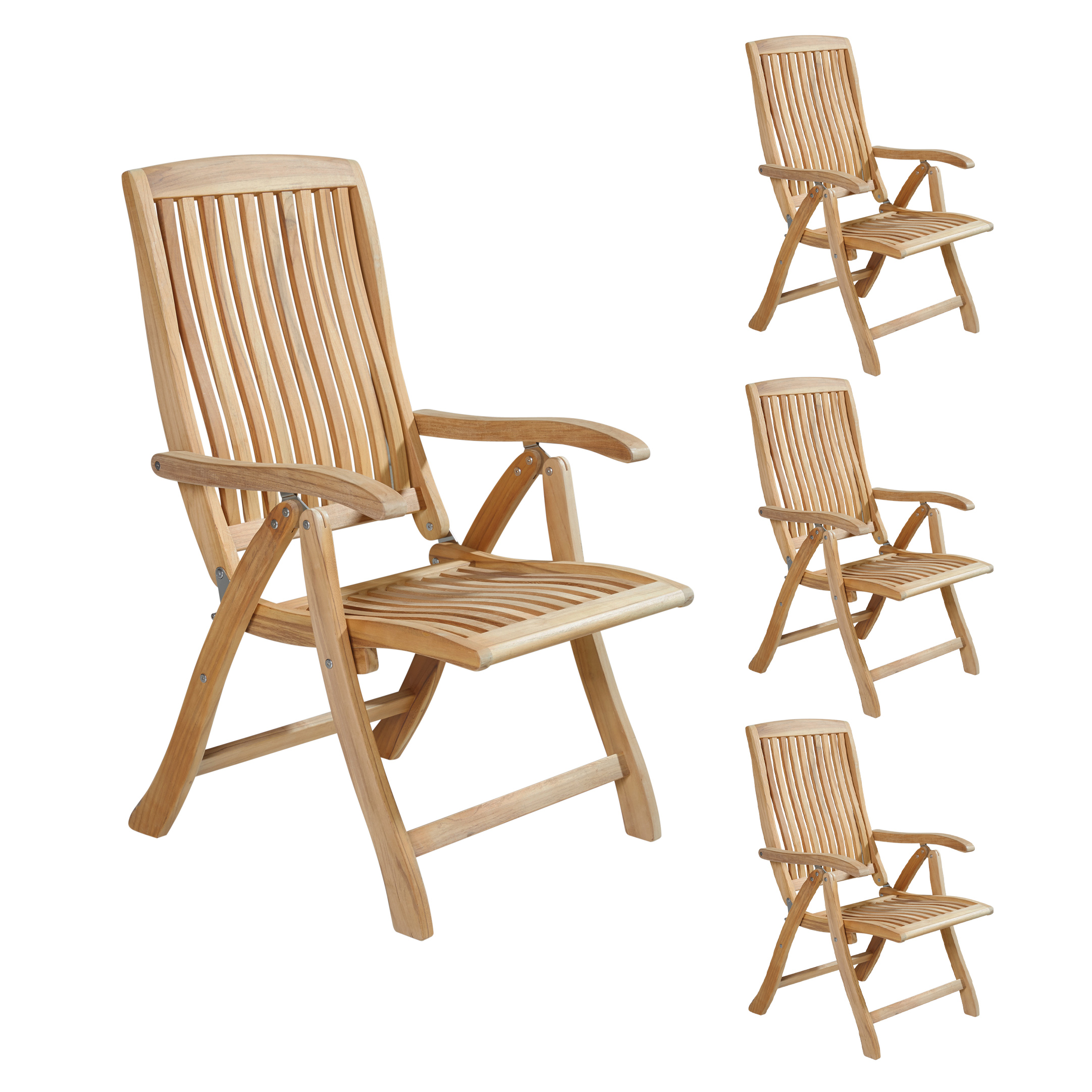 LC Garden »Birmingham« 4er Set Teak Hochlehner Klappsessel 72,5x61,5x100cm