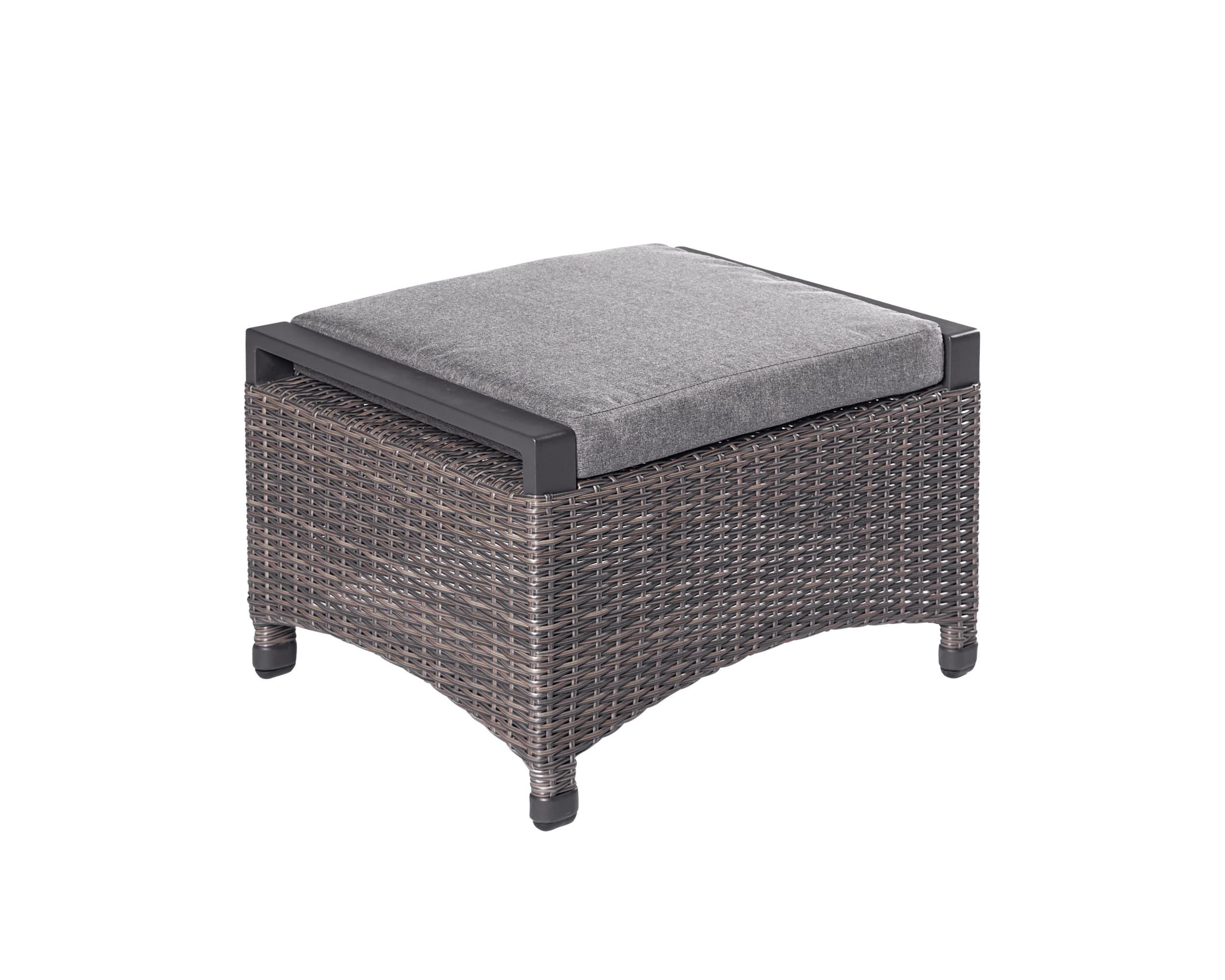 LC Garden »Komido« Living Hocker omega braun 45x57x46cm Living Fußbank aus handgeflochtenem Polyrattan inkl. Sitzkissen