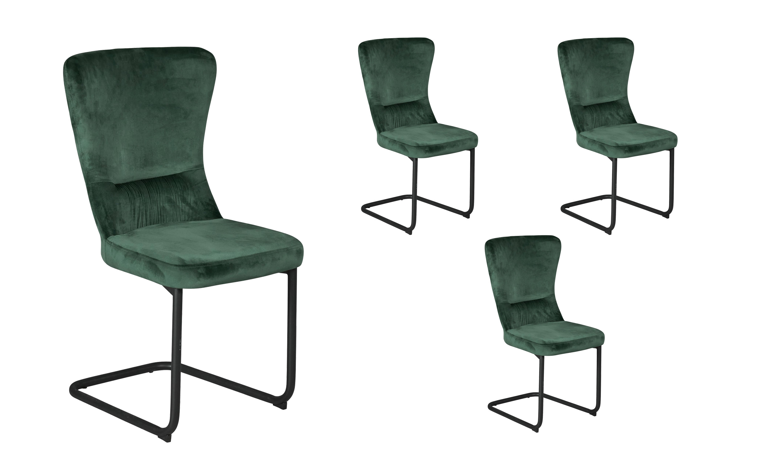 LC Home 4er Set Esszimmerstuhl »Aguas« Freischwinger Samtoptik grün 51x60x95cm