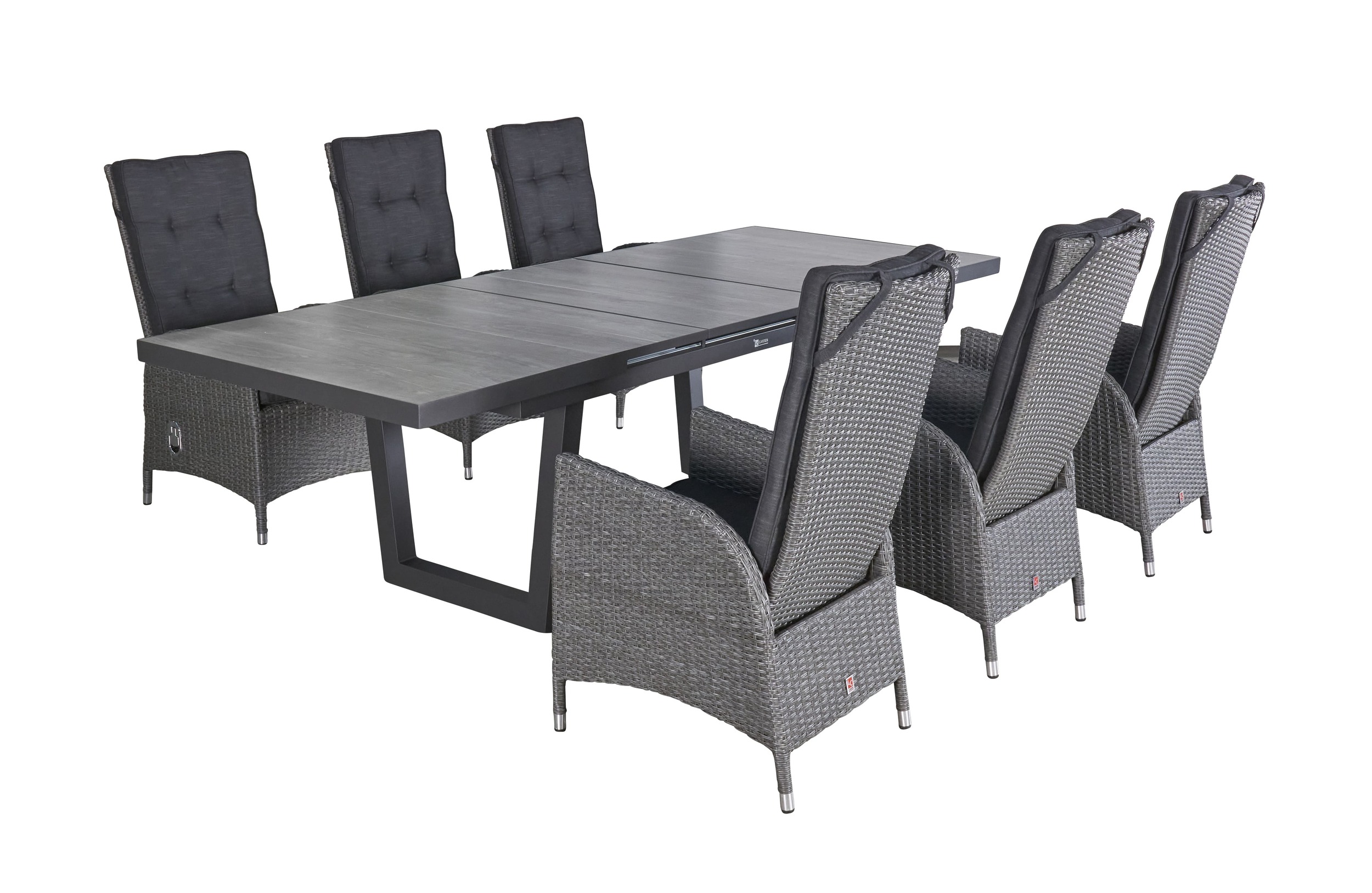 LC Garden »Barcelona« Gartenset 7tlg. anthrazit Esstisch 200/260x100cm Aluminium/Keramik grau + 6 Gartenstühle Sitzgruppe