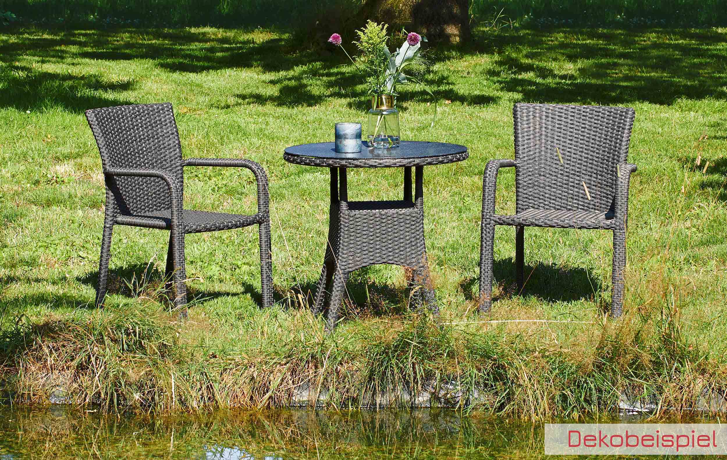 LC Garden »Barcelona« Dining Beistelltisch 70cm rund grau-mix Balkontisch Terrassentisch