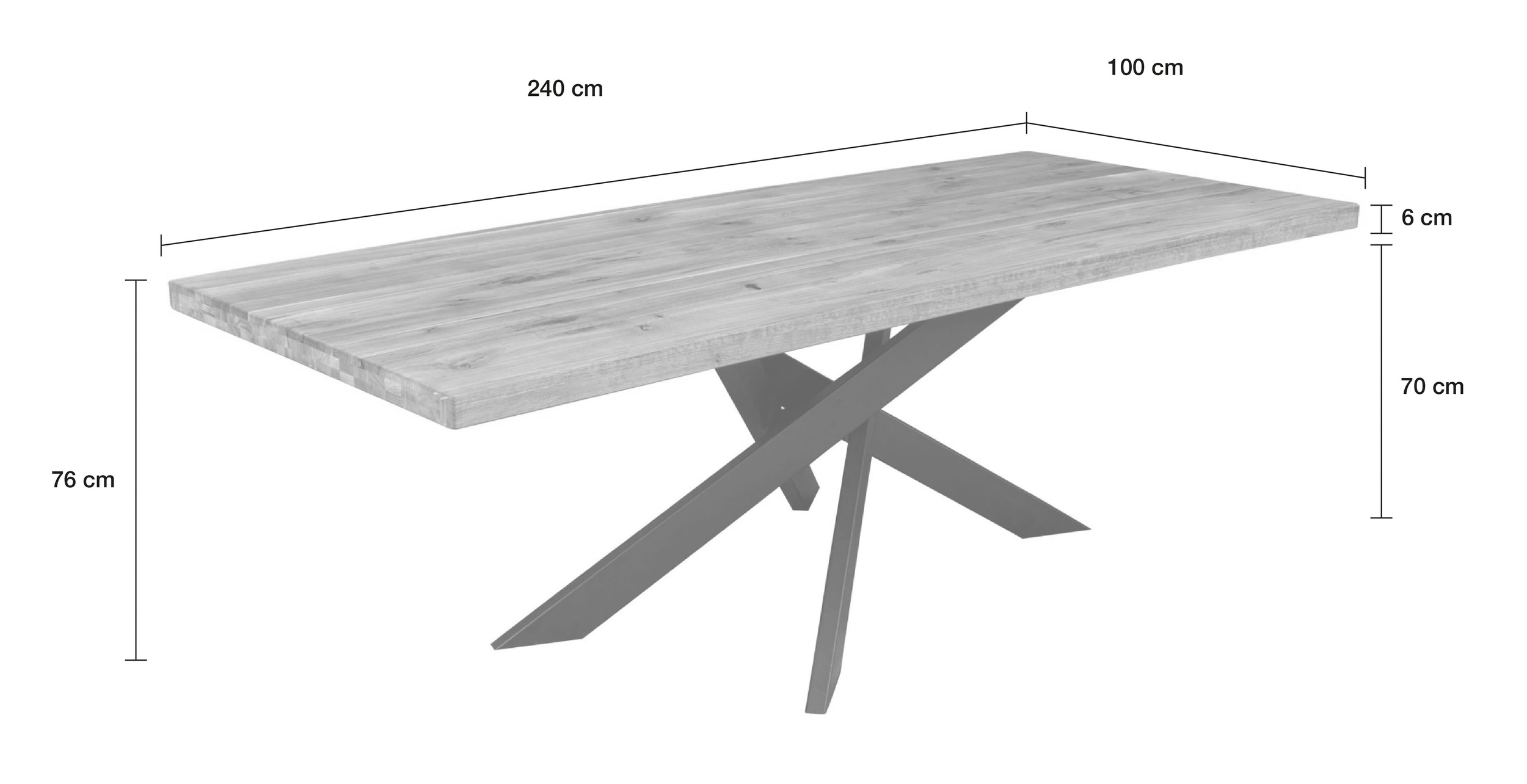 LC Home »Borkum« Dining Set I Eiche geölt Stern-Fuß Sitzgruppe Teddystoff Silber