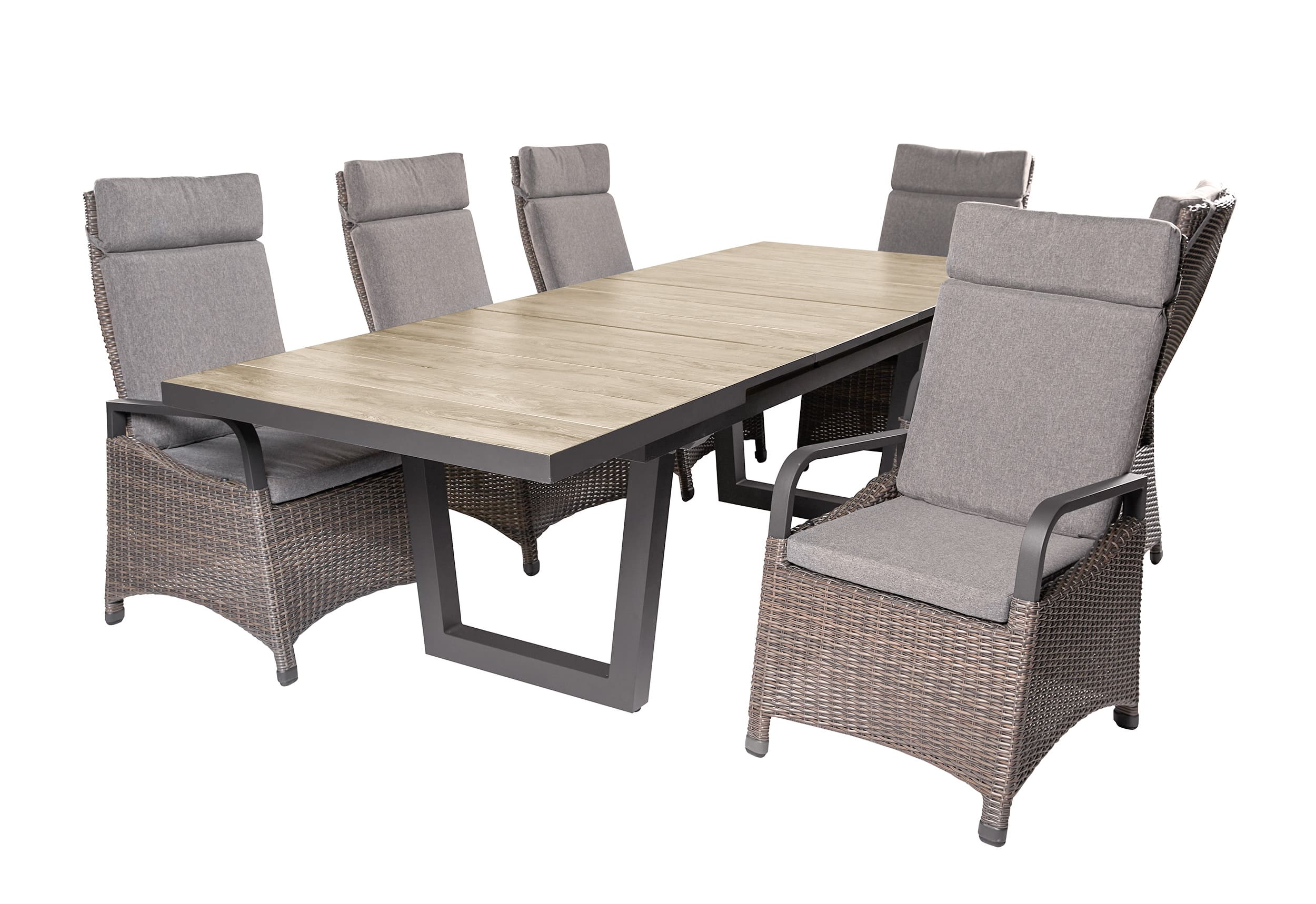 LC Garden »Komido« Dining Set I omega braun Garten Sitzgruppe aus handgeflochtenem Polyrattan inkl. Sitzkissen