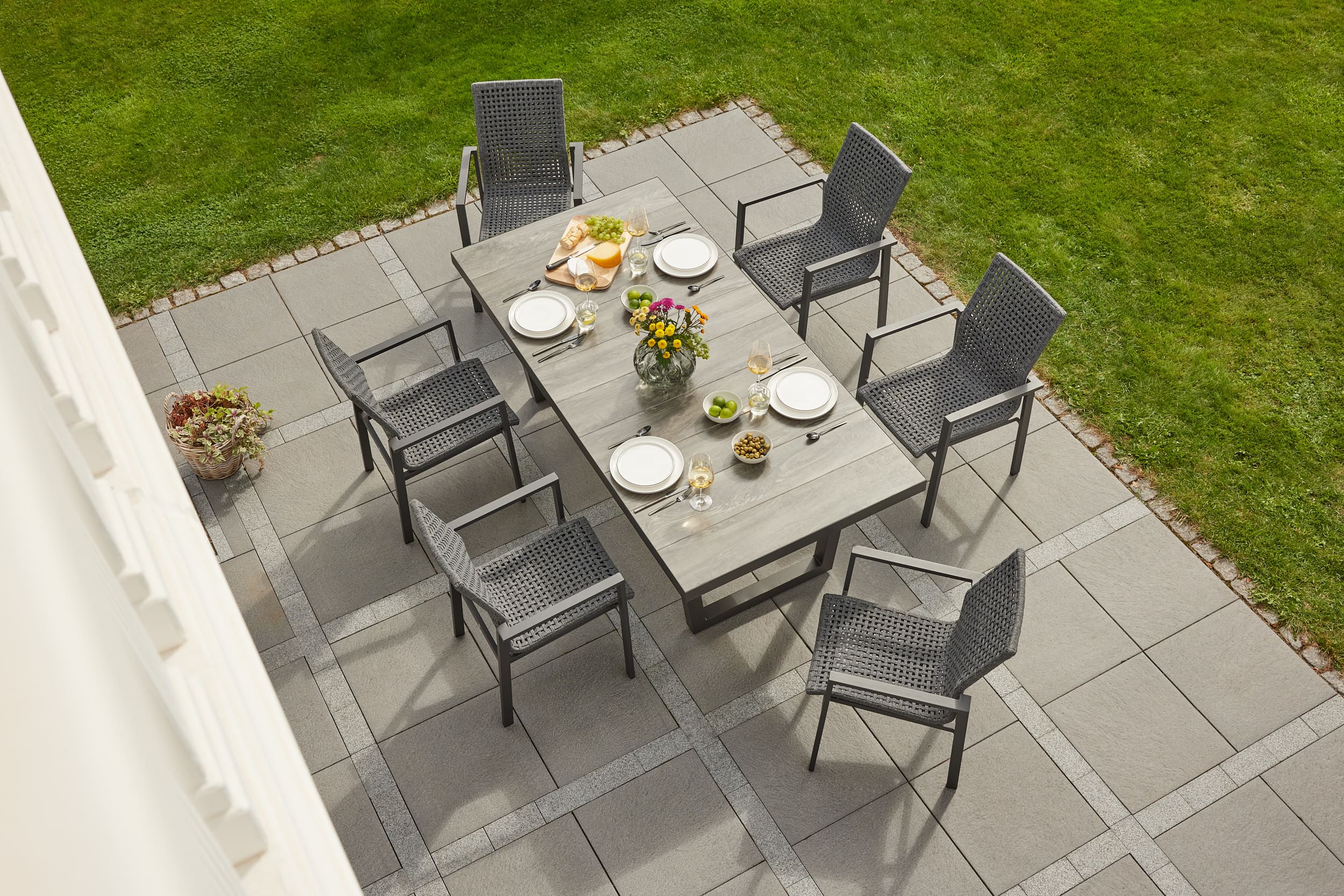 LC Garden »Unicamo Sunrope« Dining Set II Rope anthrazit 7tlg. Sitzgruppe Gartenset