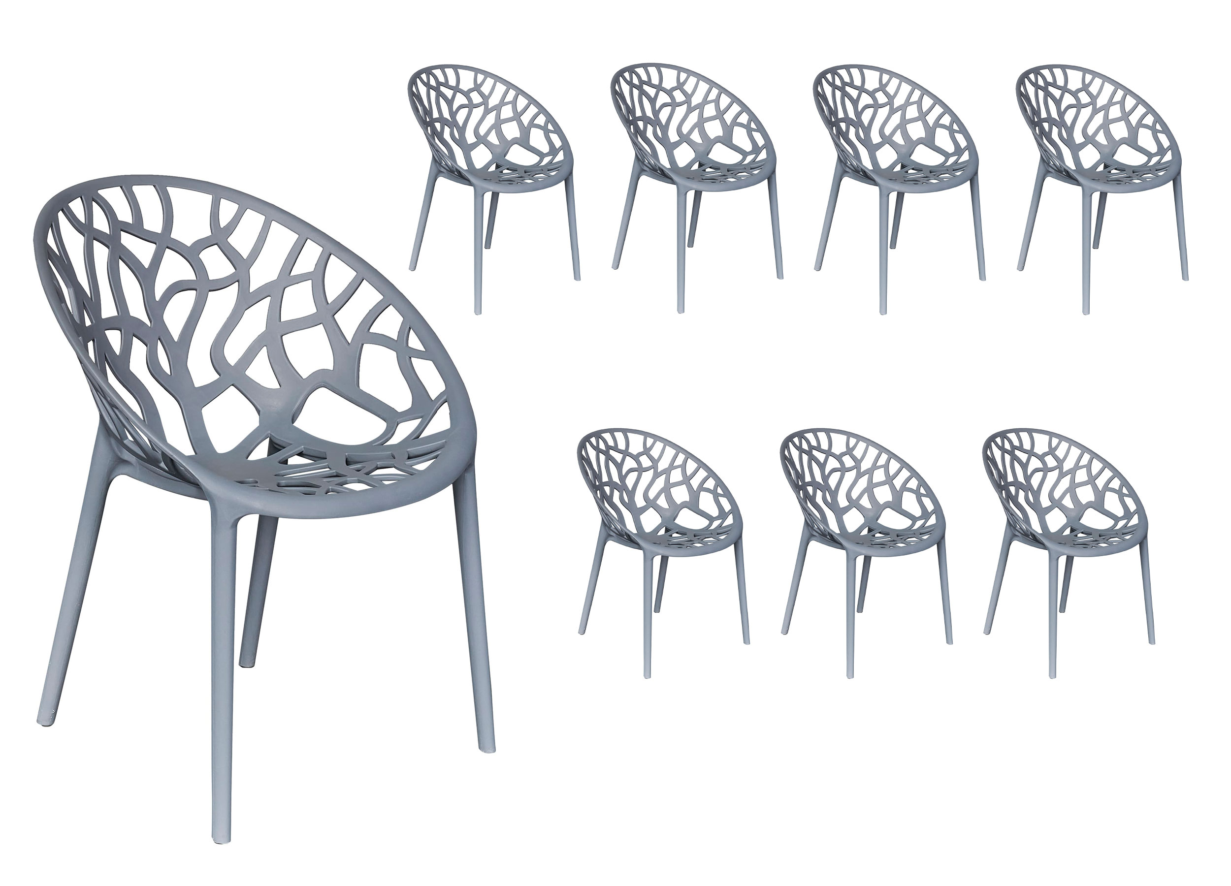 LC Garden Vomo 8er Set Gartenstühle Anthrazit Stapelstühle Kunststoff stapelbar