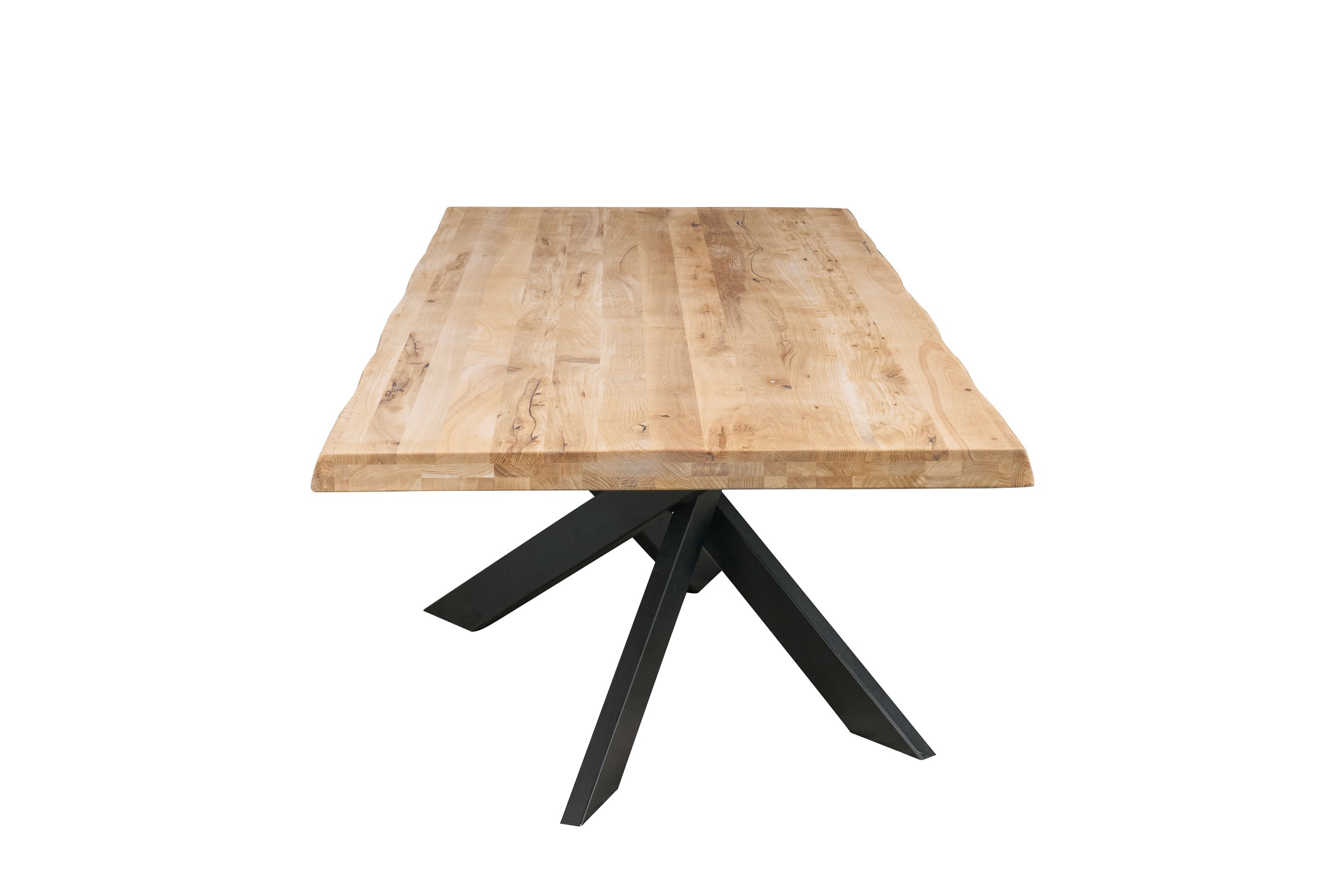 LC Home »Baltrum« Dining Set III Eiche natur Stern-Fuß Lederoptik Silber-Grau