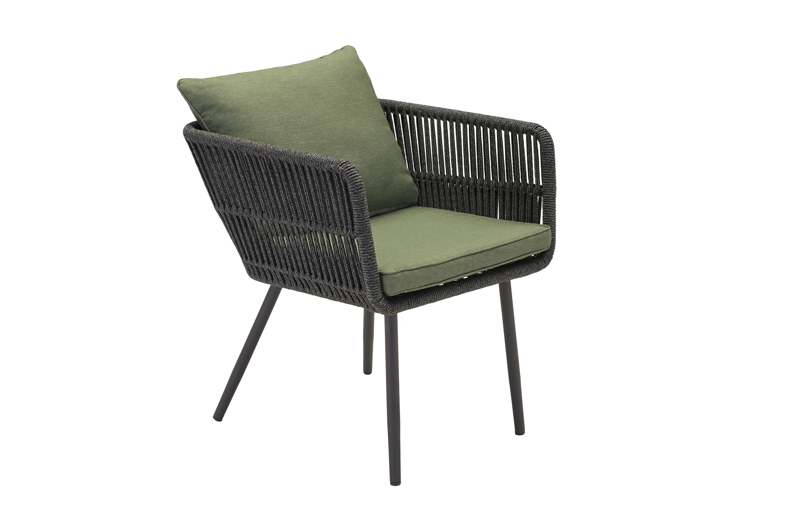 LC Garden »Saigon« Gartenstuhl Anthrazit Rope Armlehnstuhl inkl. Sitz- und Rückenkissen Grün