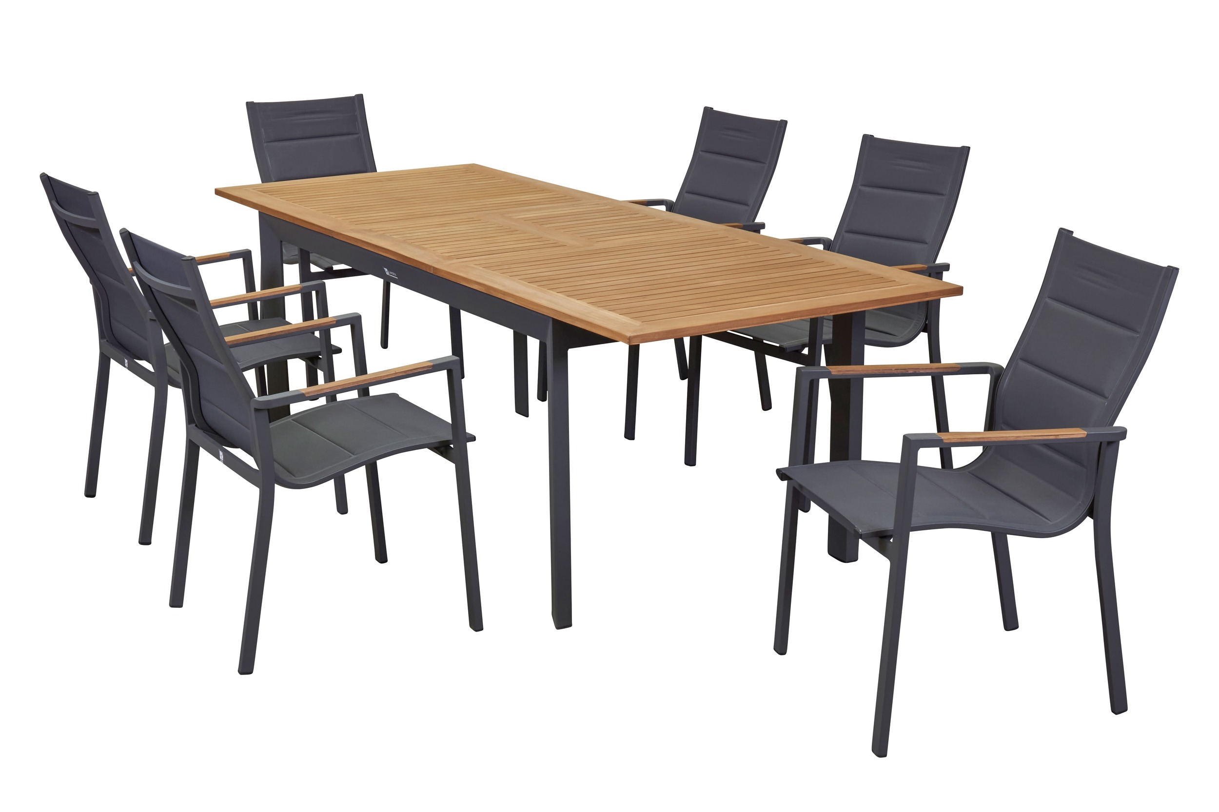 LC Garden »Unicamo« anthrazit/Teak Dining Set II 7tlg. Sitzgruppe Textilen Gartenset