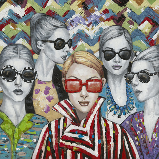 LC Home Designer Wandbild »Frauen mit Sonnenbrille« hanbemalt 120x120cm Ölbild