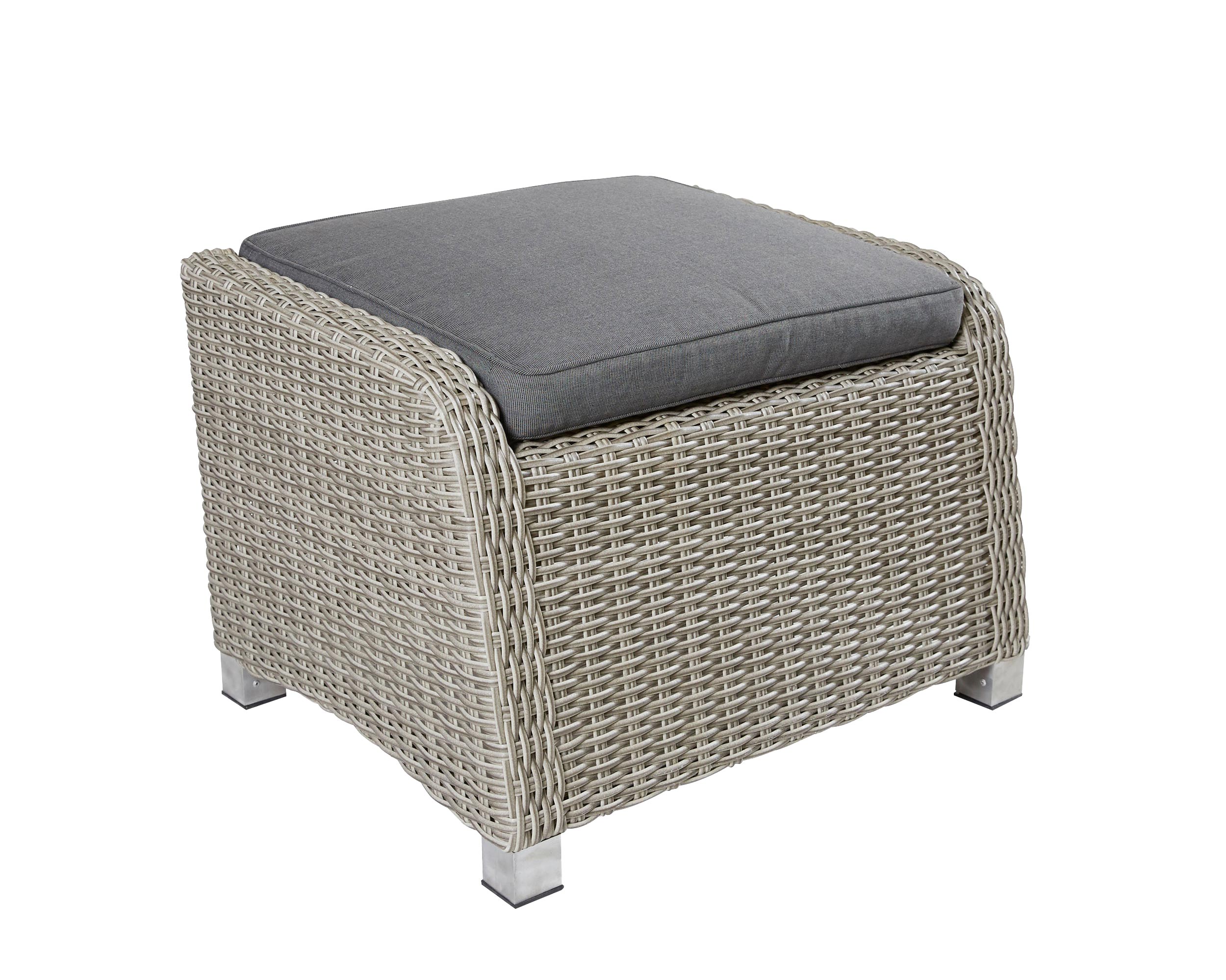 LC Garden »Bilbao« Living Speisehocker  Fußbank mit Sitzkissen grau- mix