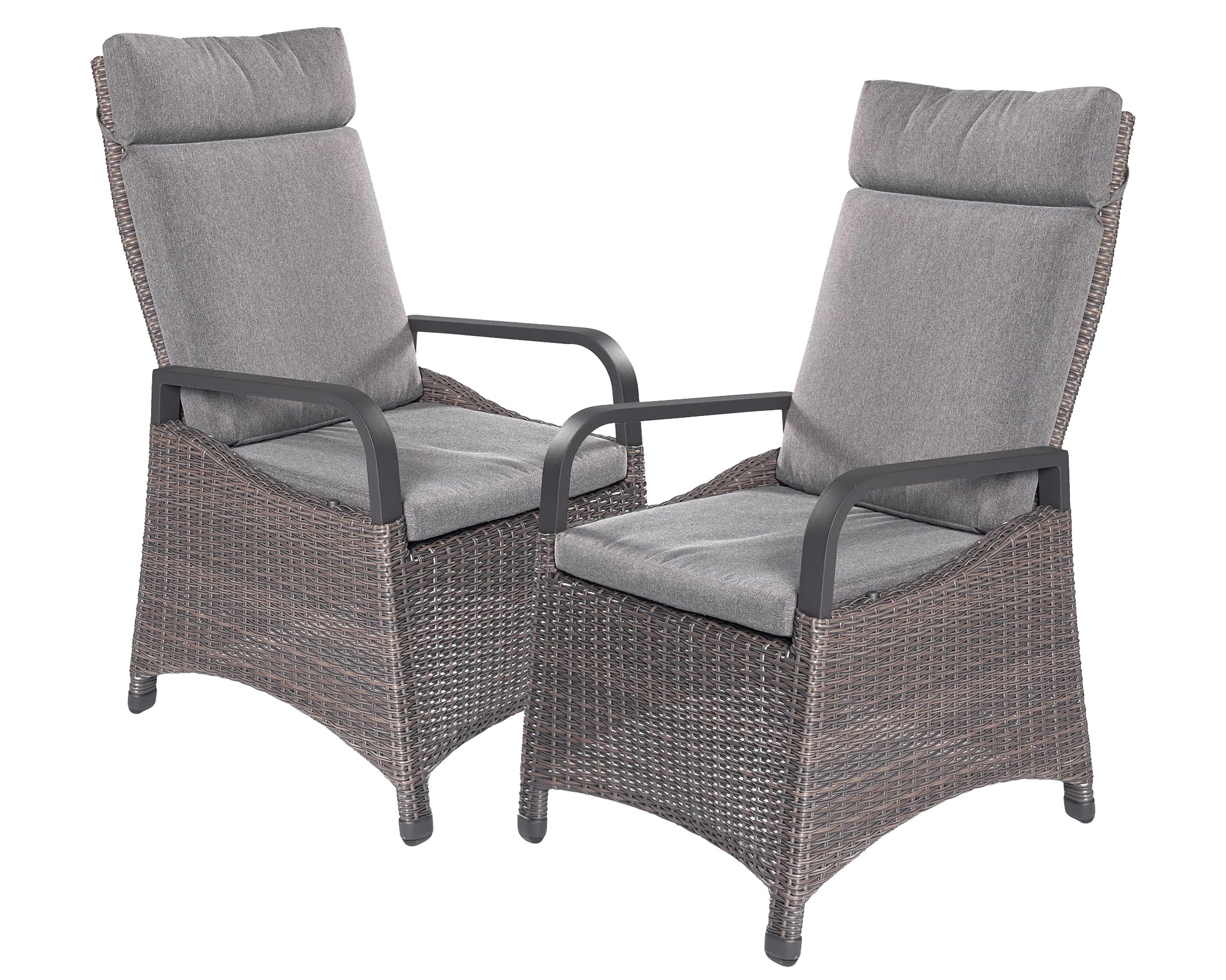 LC Garden »Komido« Dining 2er Set Positionsstuhl Verstellsessel omega braun