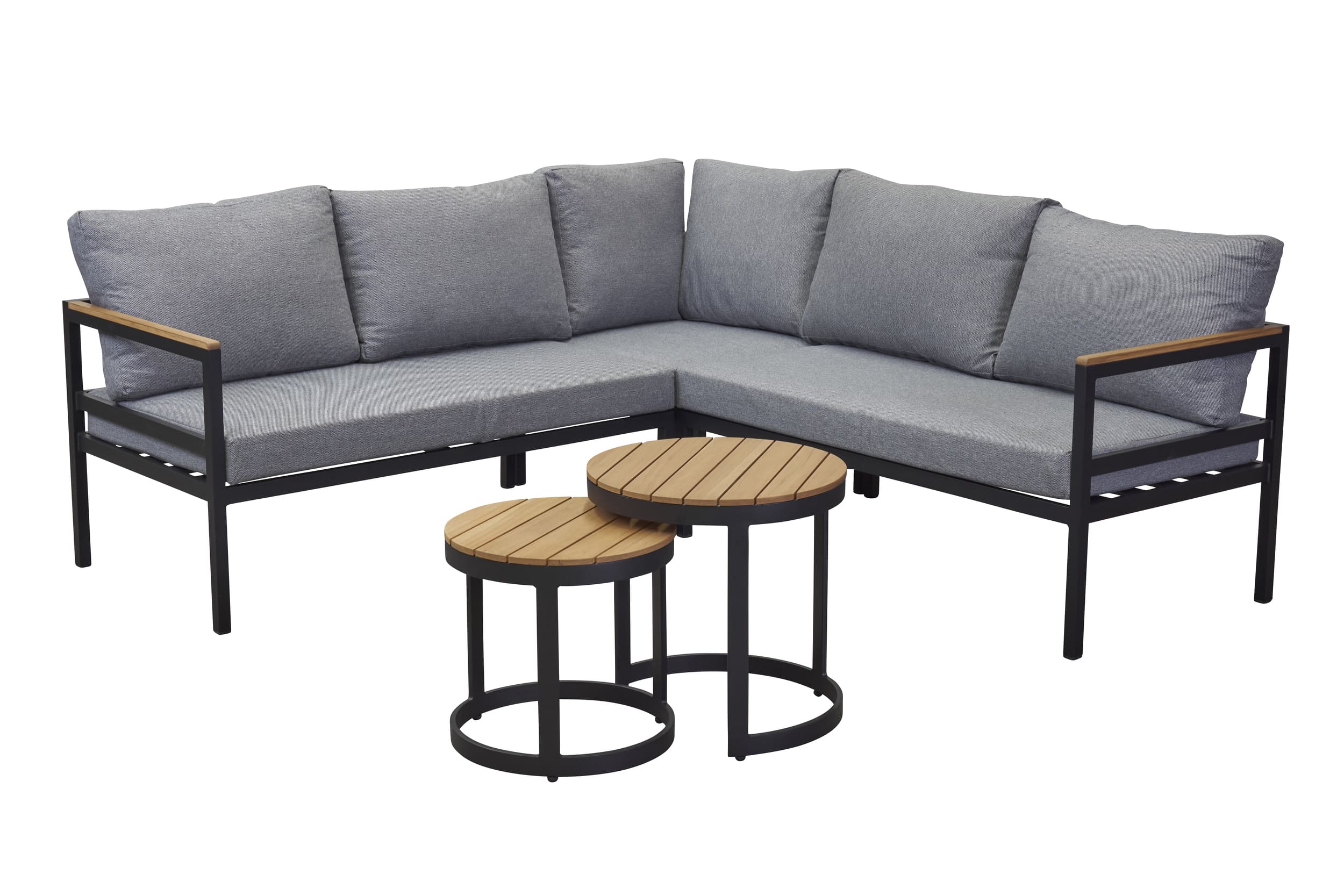 LC Garden »Sunedy« Loungegruppe schwarz 200x70x64cm 5tlg. inkl. Beistelltisch Teakholz Lounge Gartenlounge  