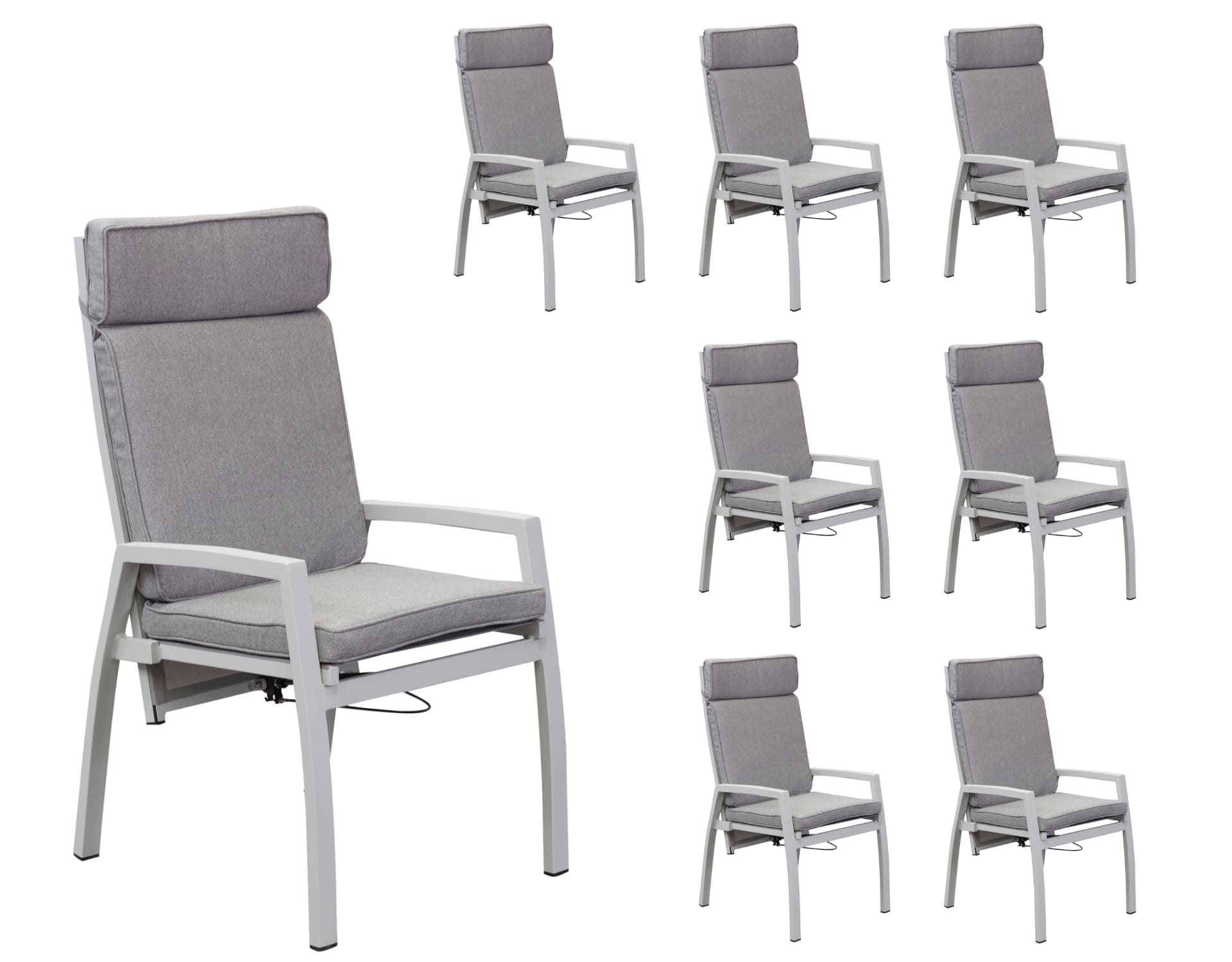 LC Garden 8er Set »Keramo« Positionsstuhl Textilen off-white Gartenstuhl mit Kissen