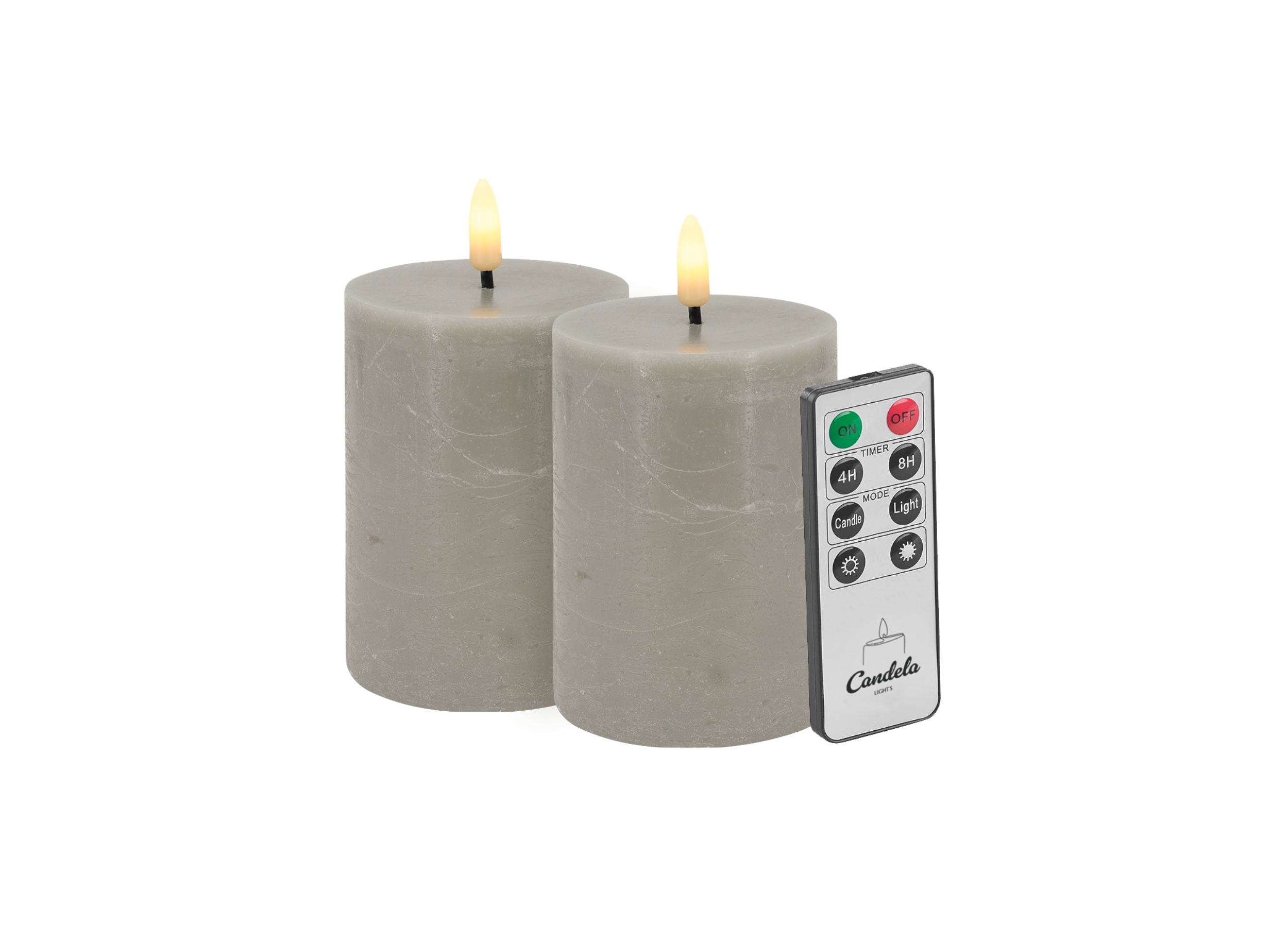 Candela Lights LED Kerzen 2er Set H:10xØ7,5cm taupe Echtwachs mit Fernbedienung Timer Funktion & mehrstufig dimmbar flammenlos Echtwachskerzen Stumpenkerze