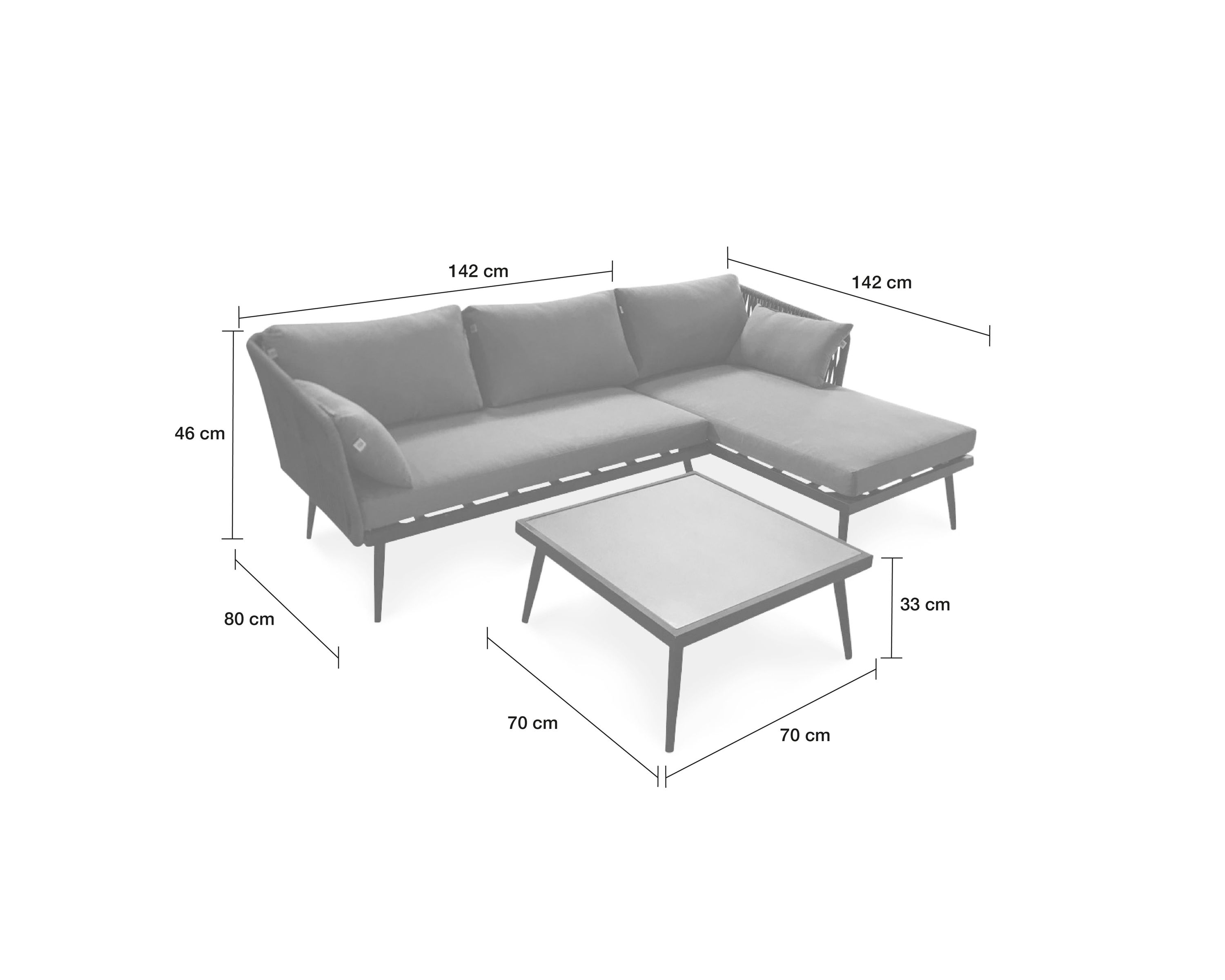 LC Garden »Sunrimo« Living Lounge Set Rope grau-mix Sitzgruppe 3-tlg. Loungeecke Sitzgarnitur
