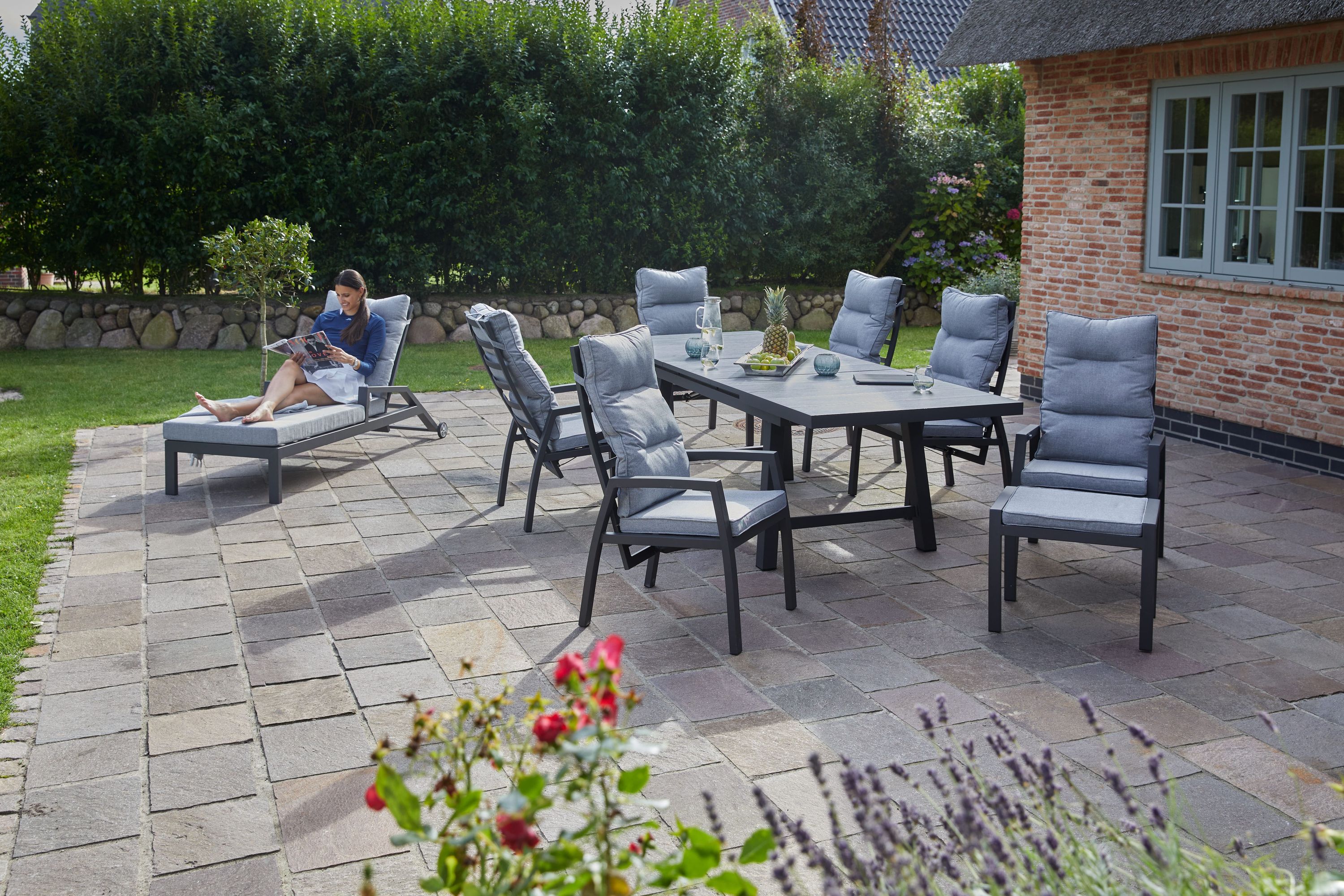 LC Garden Bondino Dining Set X Sitzgruppe Gartenset Anthrazit eckig