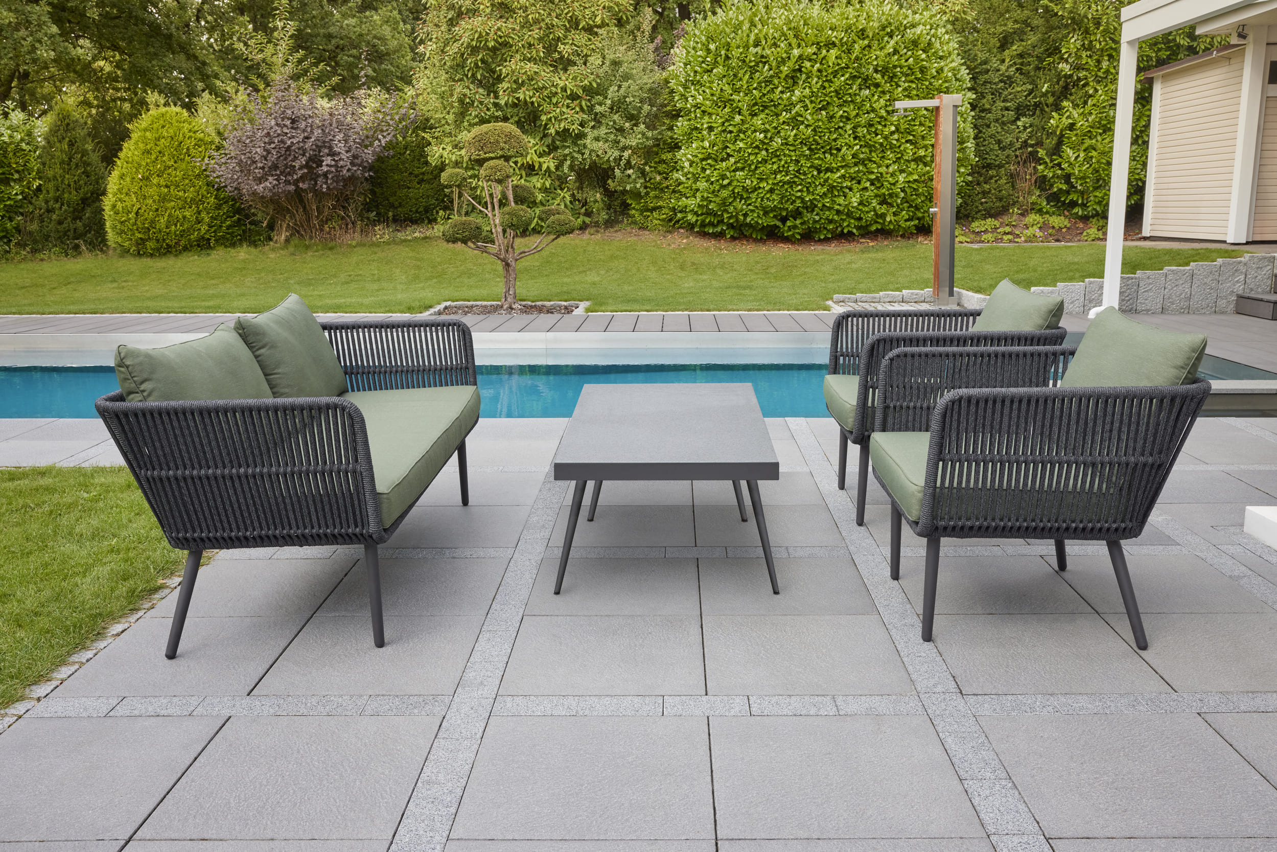 LC Garden Loungeset Saigon Rope 4tlg. grün Sitzgruppe