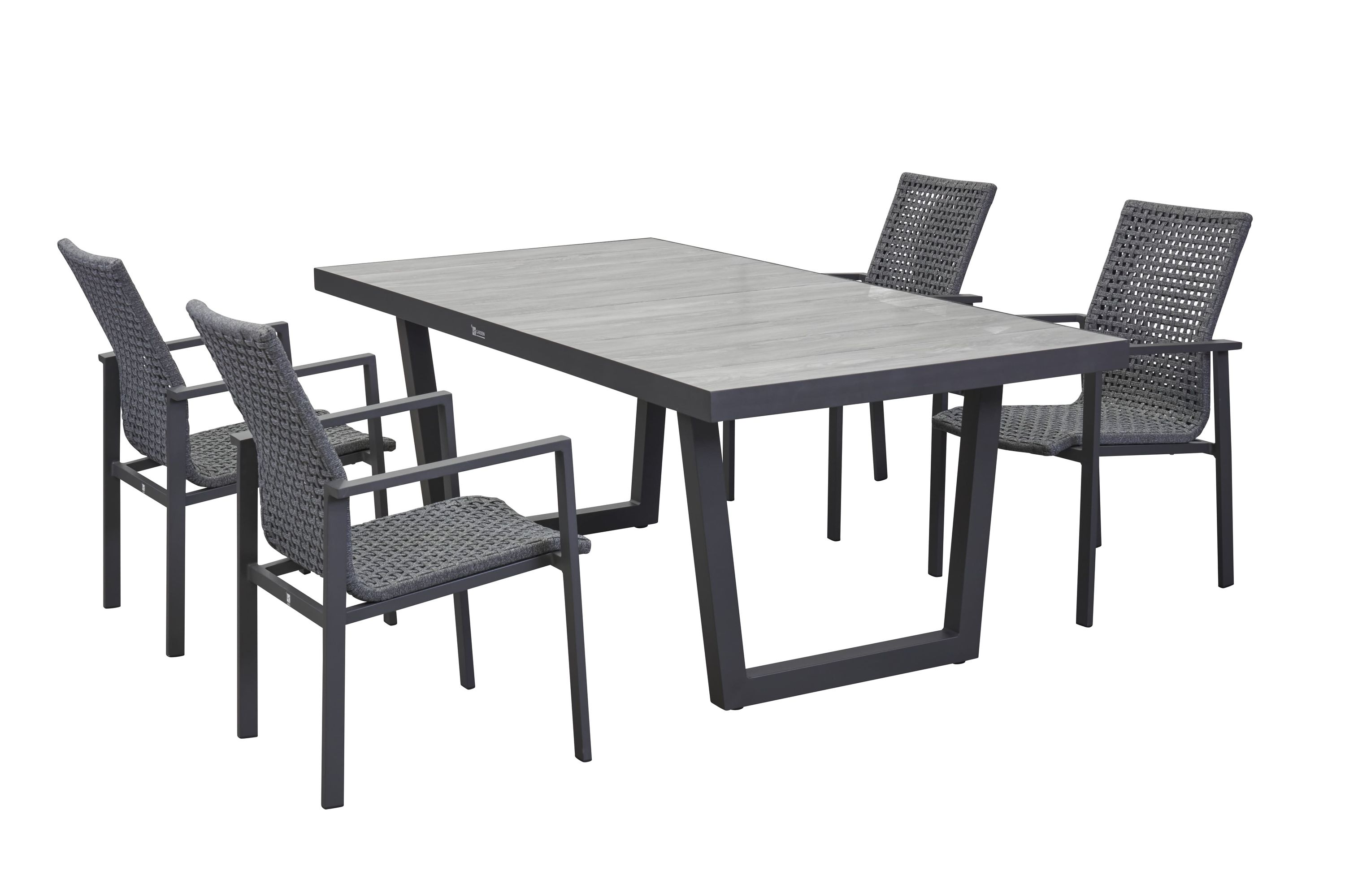 LC Garden »Unicamo Sunrope« Dining Set I Rope anthrazit 5tlg. Sitzgruppe Gartenset