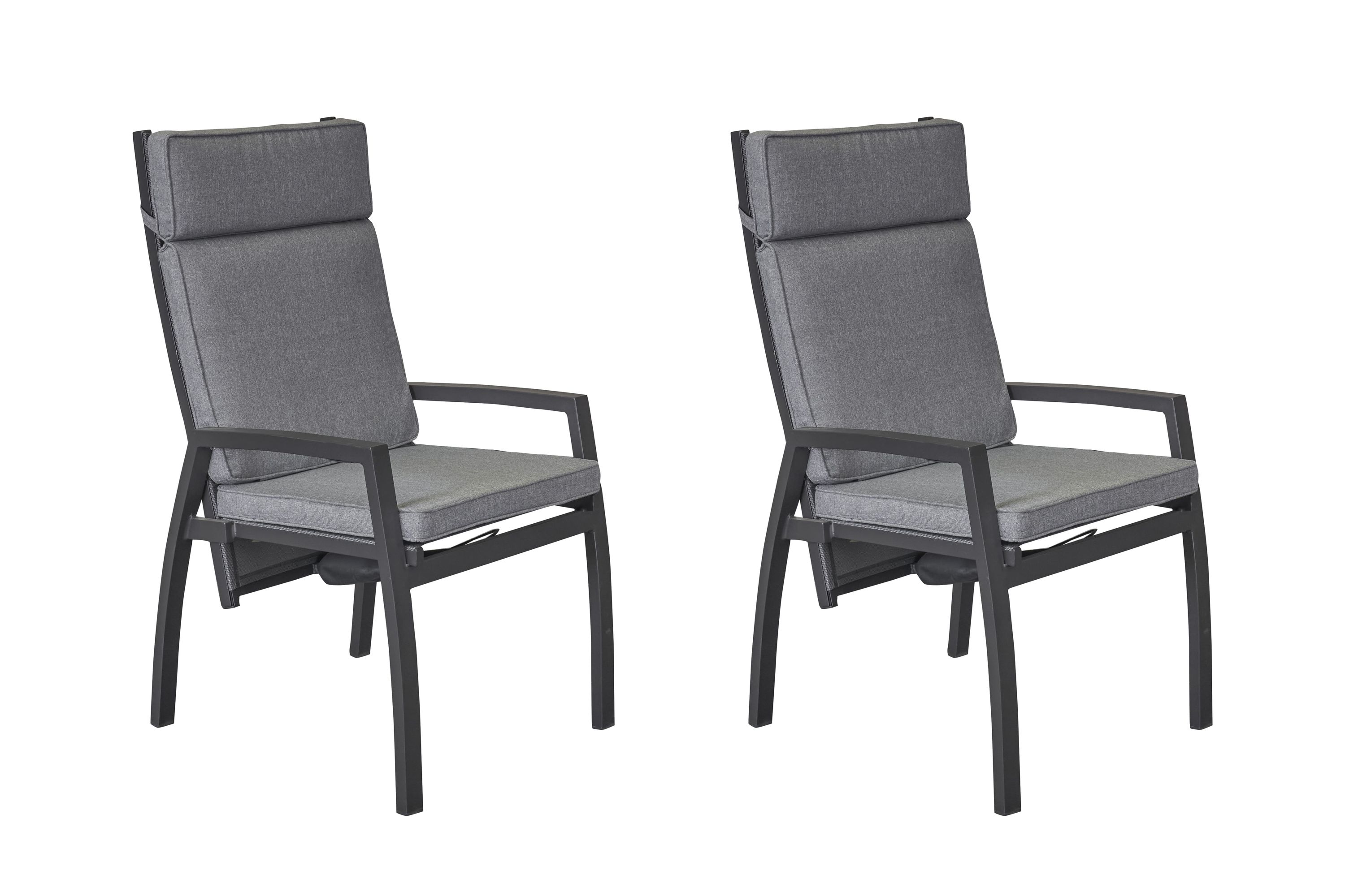 LC Garden 2er Set »Sondrino« Dining Positionsstuhl Verstellsessel Textilien silber inkl. Kissen grau