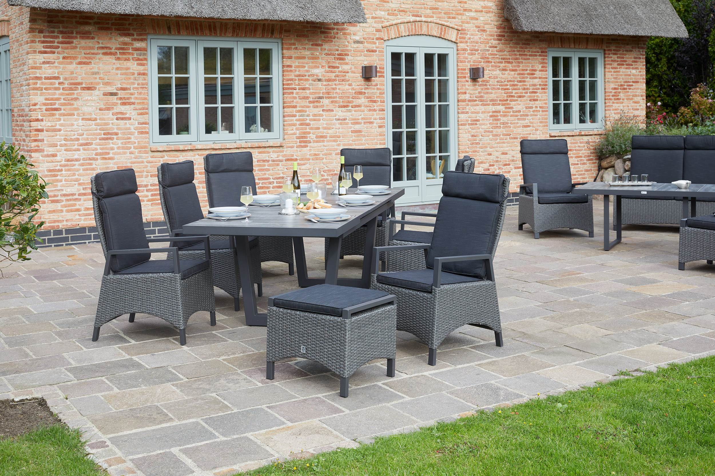 LC Garden »Keramo« Dining 2er Set Positionsstuhl Verstellsessel grau